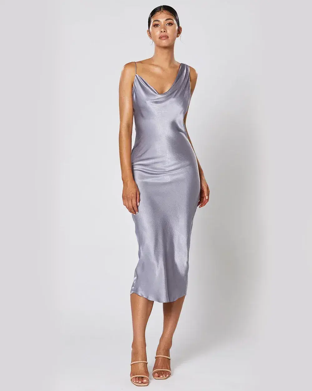 Winona Cara Midi Slip Dress in Steel Grey Size AU 14  - Image 1