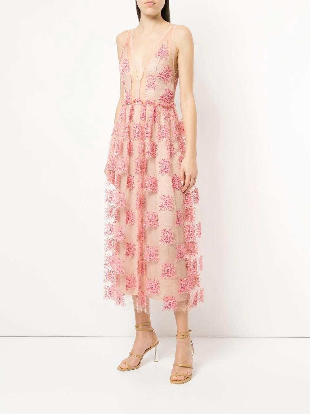 Manning Cartell Embroidered Sheer Midi Dress Pink Size 6 - Image 1