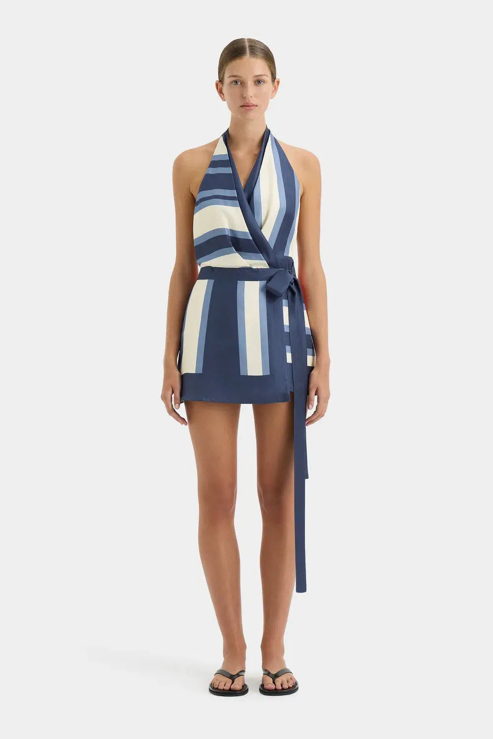 Sir the Label Dazed Wrap Halter Mini Dress Studio Print Size 3/Au 12  - Image 1