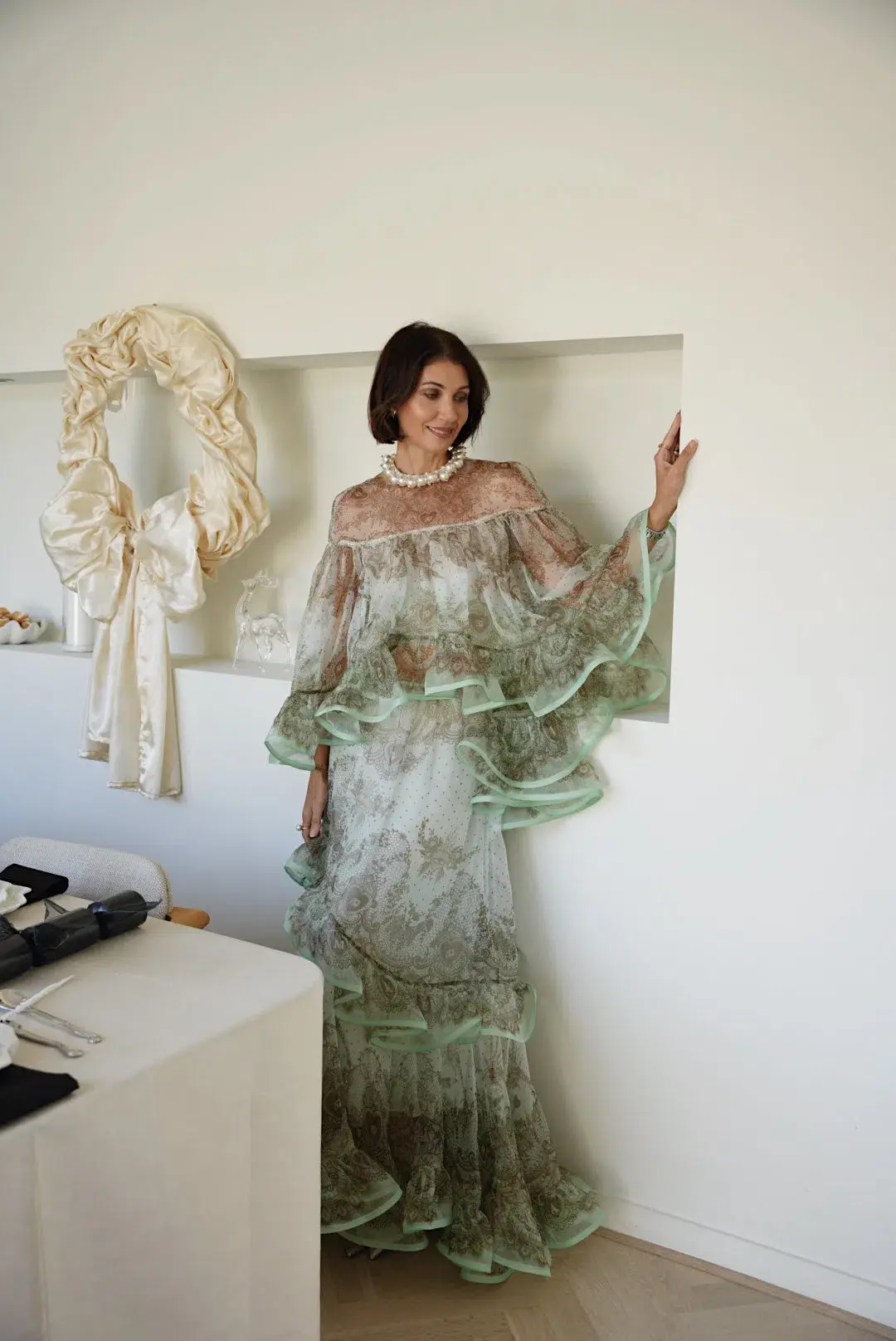 Zimmermann Crush Top & Maxi Skirt Set Green Size AU 6 - Image 1