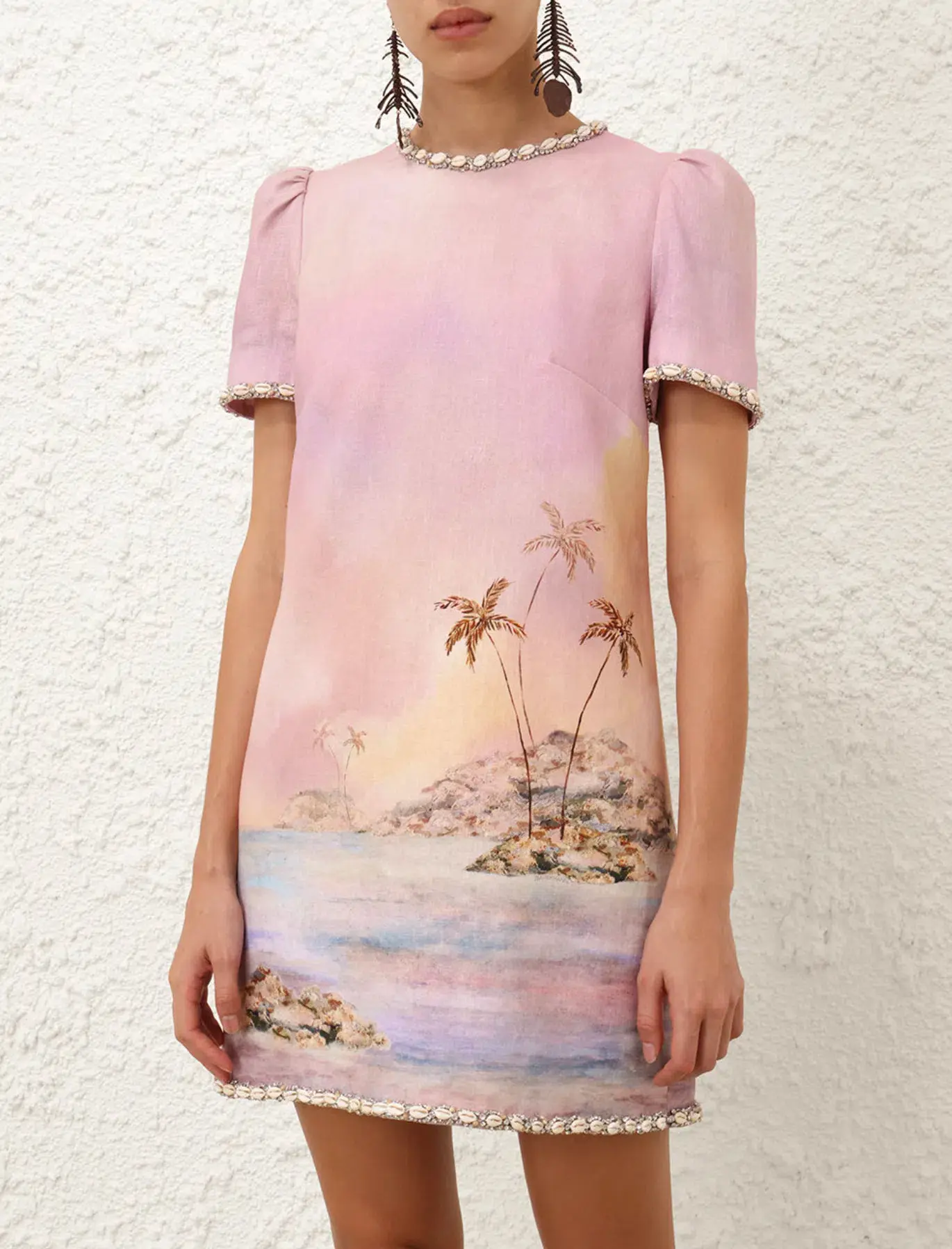 Zimmermann Dawning Embellished Mini Dress Print Size 3 / AU 14 - Image 1