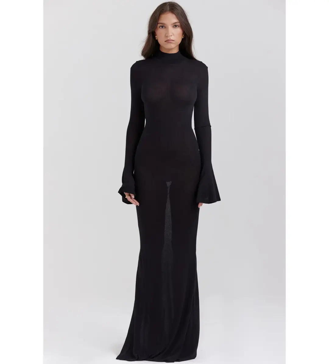 House of CB  Sancha Knit Maxi Dress in Black Size AU 8 for rent on The Volte - main image
