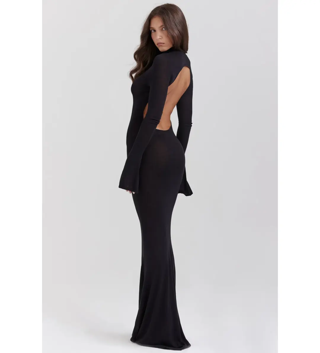 House of CB  Sancha Knit Maxi Dress in Black Size AU 8 for rent on The Volte - main image