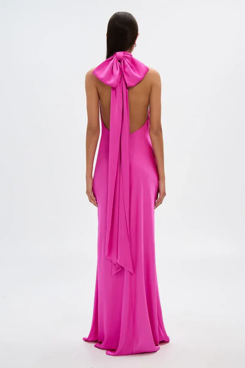 Misha Collection Evianna Satin Dress Hot Pink Size 8/S - Image 4