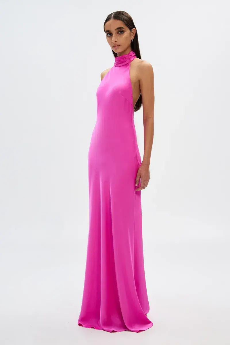 Misha Collection Evianna Satin Dress Hot Pink Size 8/S - Image 2