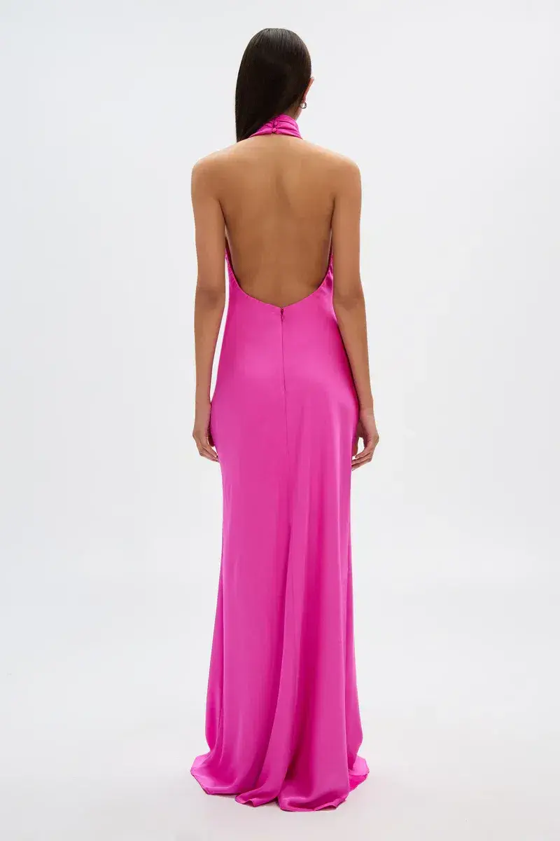 Misha Collection Evianna Satin Dress Hot Pink Size 8/S - Image 3