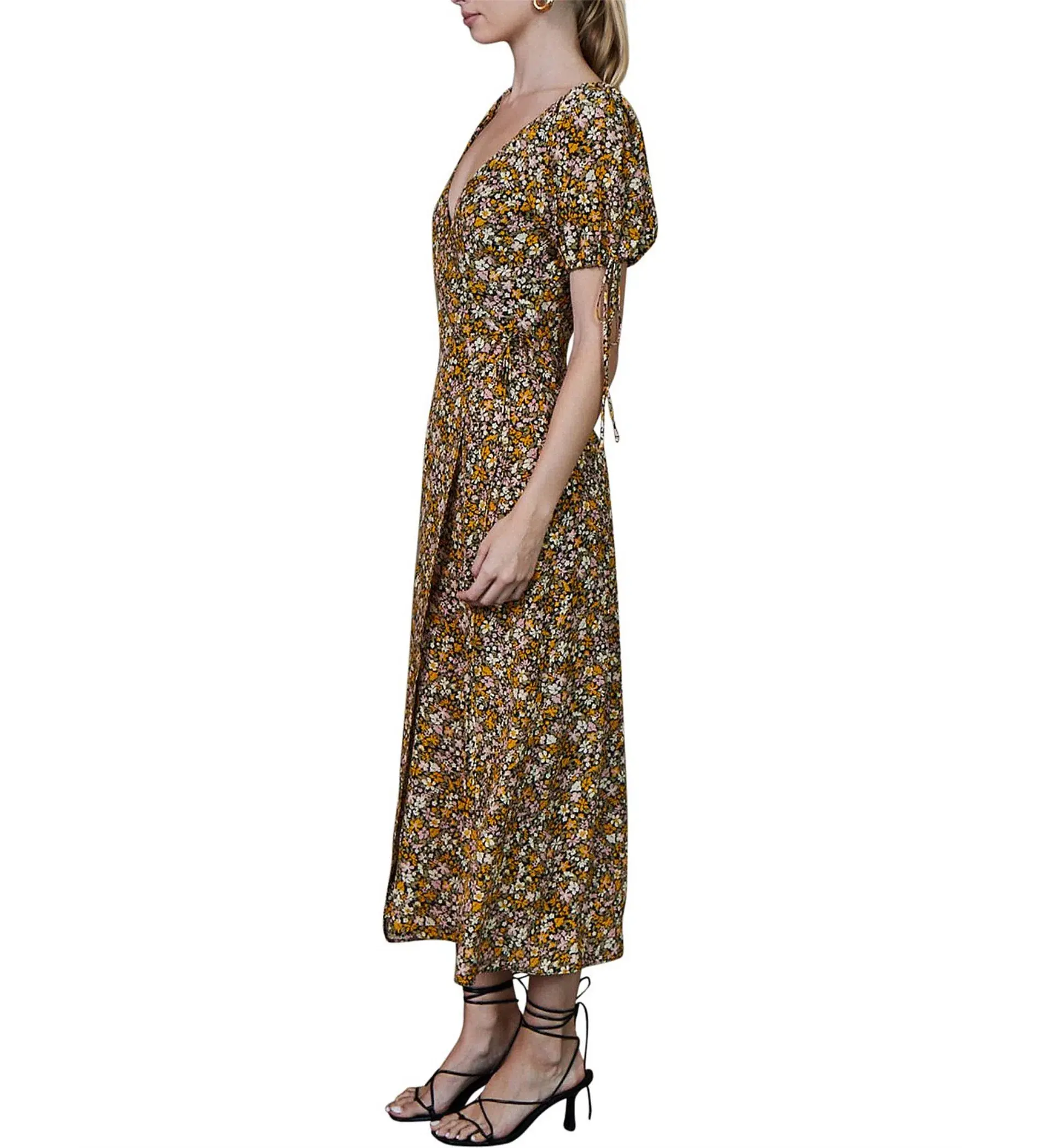BEC+ BRIDGE MAISIE SILK SHORT SLEEVE FLORAL PRINT MIDI DRESS SIZE AU 6 - Image 2