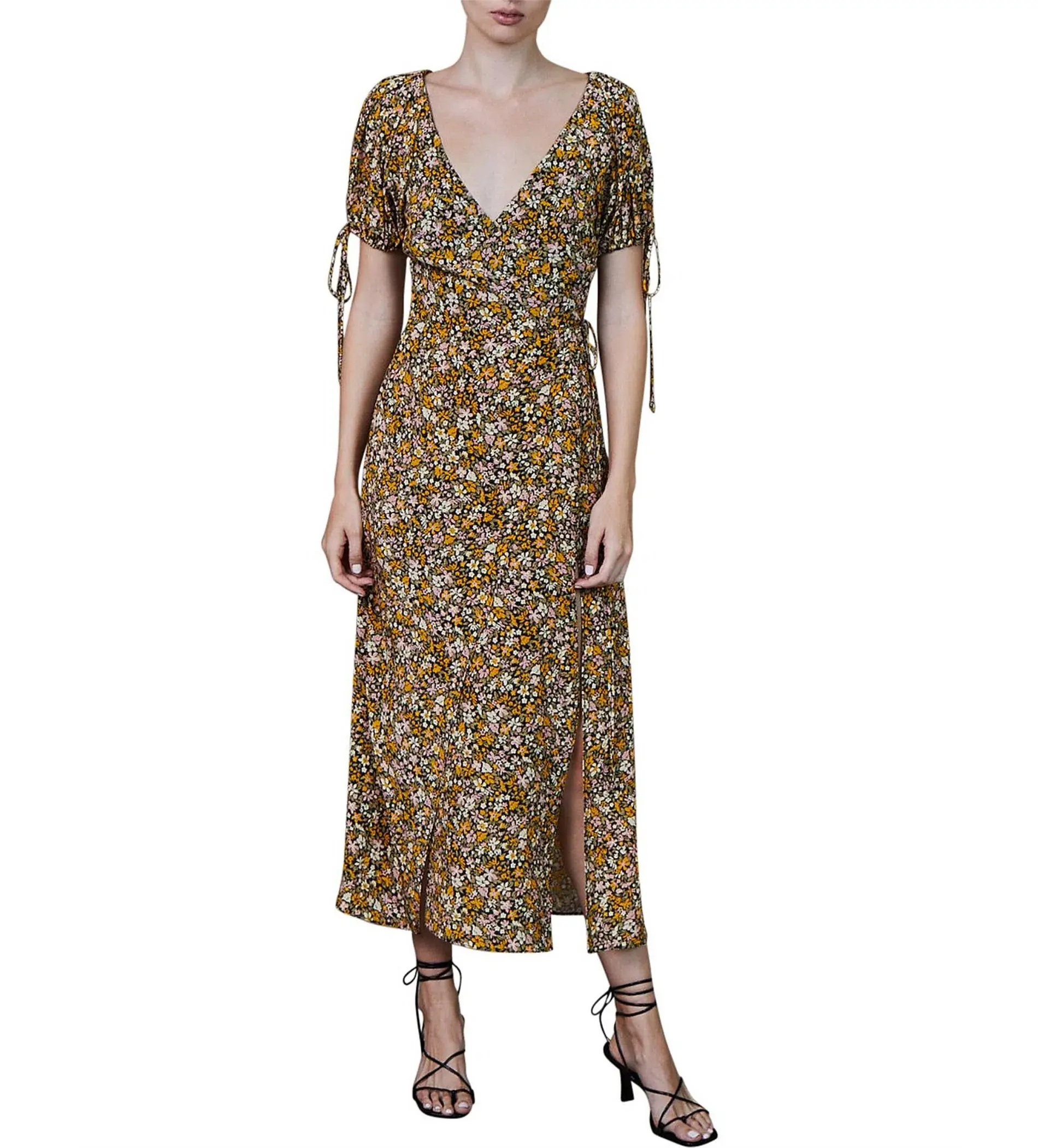 BEC+ BRIDGE MAISIE SILK SHORT SLEEVE FLORAL PRINT MIDI DRESS SIZE AU 6 - Image 1