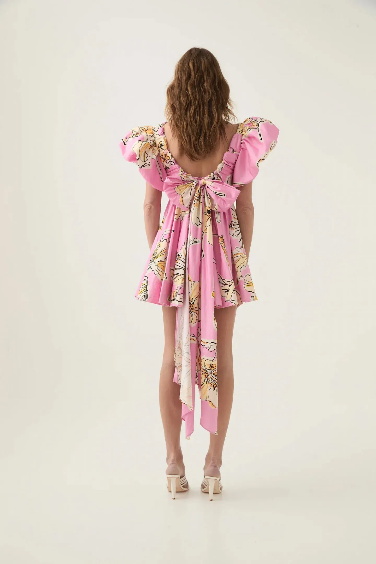 Aje Gretta Bow Back Mini Pink Floral Size AU 14 - Image 3