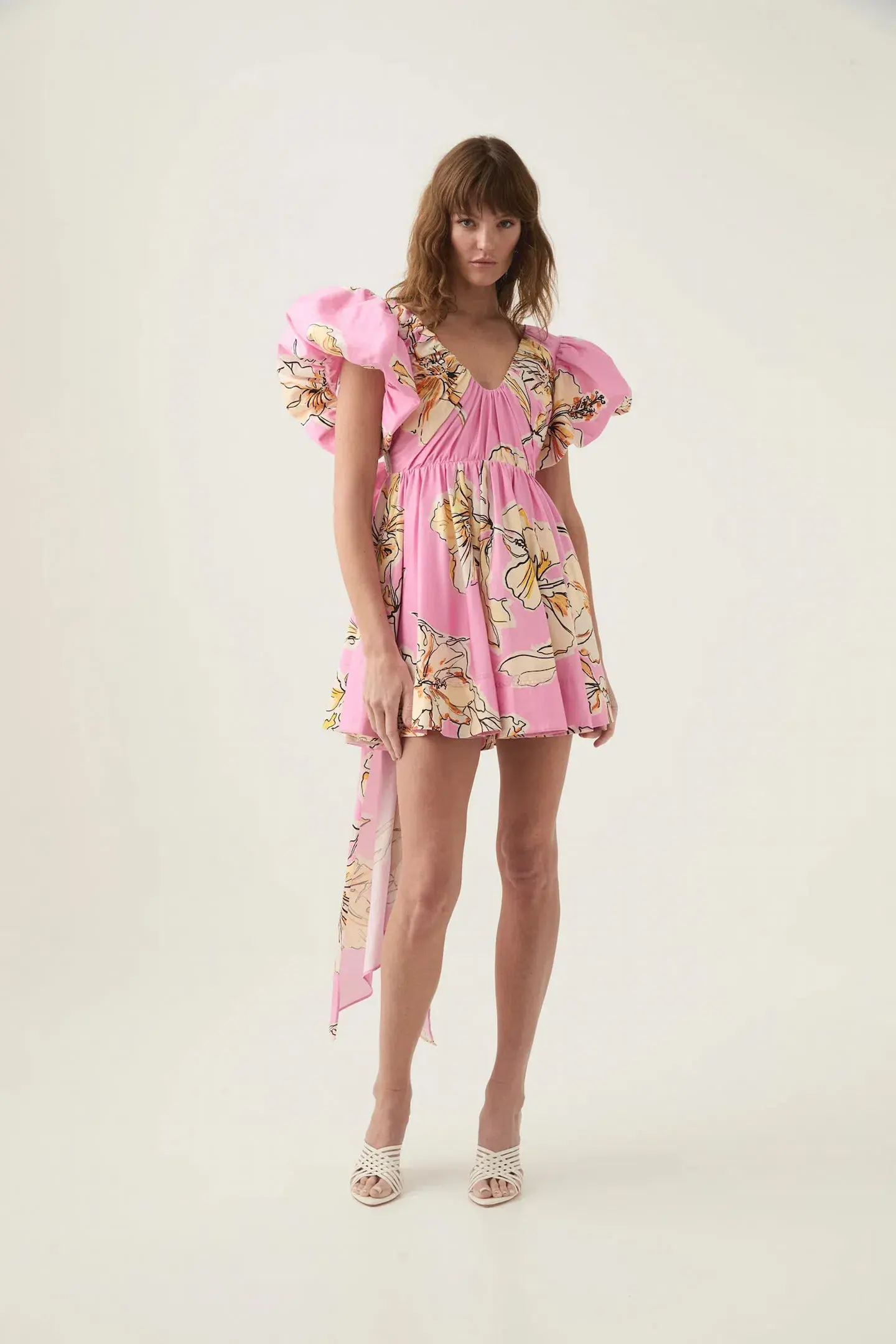 Aje Gretta Bow Back Mini Pink Floral Size AU 14 - Image 1