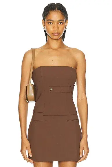 Sir The Label Bromley Bodice and Mini Skirt Set Chocolate Size 0 / AU 6 - Image 1