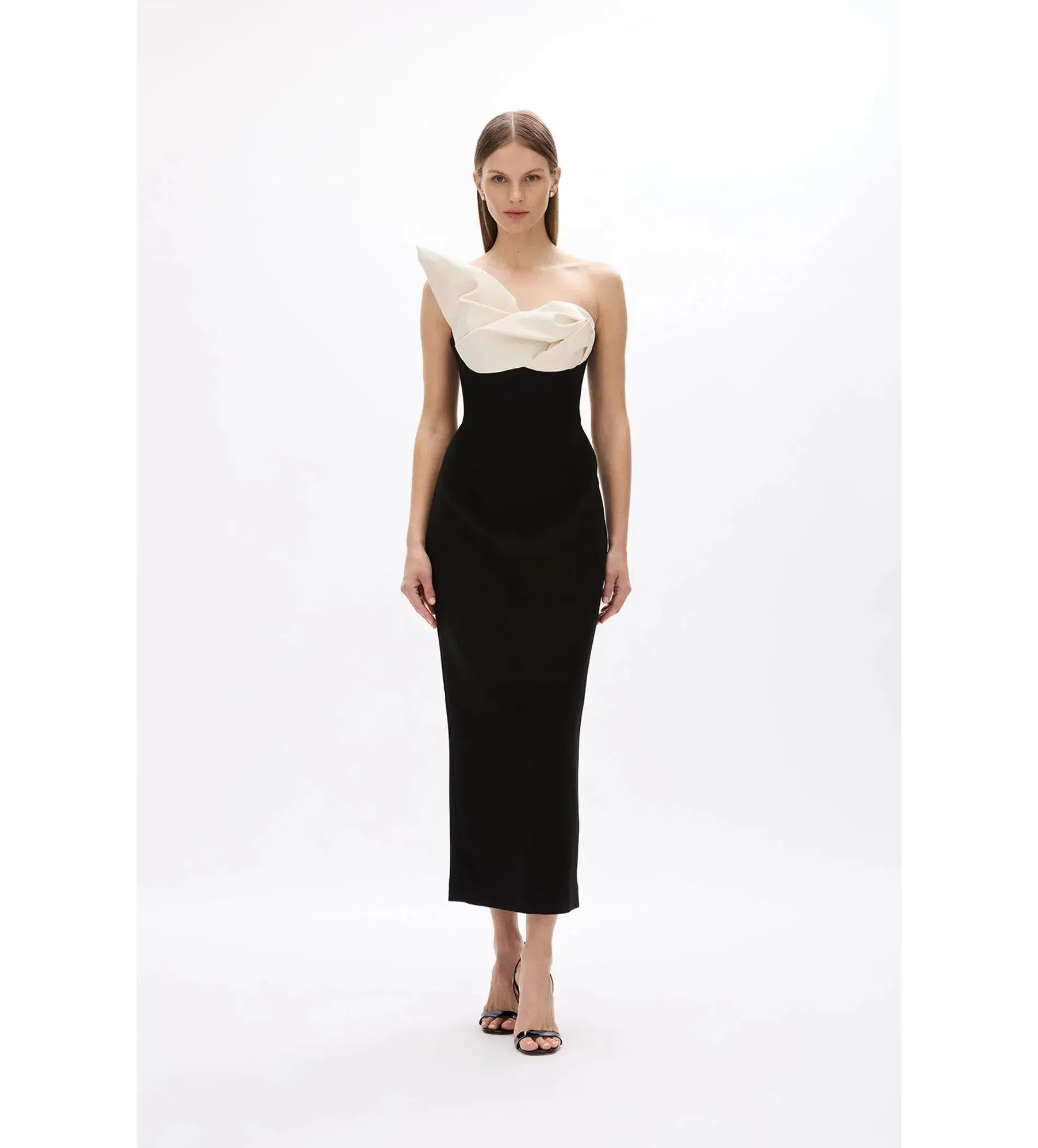 Rachel Gilbert Cassidy Midi Dress Black/Coconut Size AU 8 - Image 1