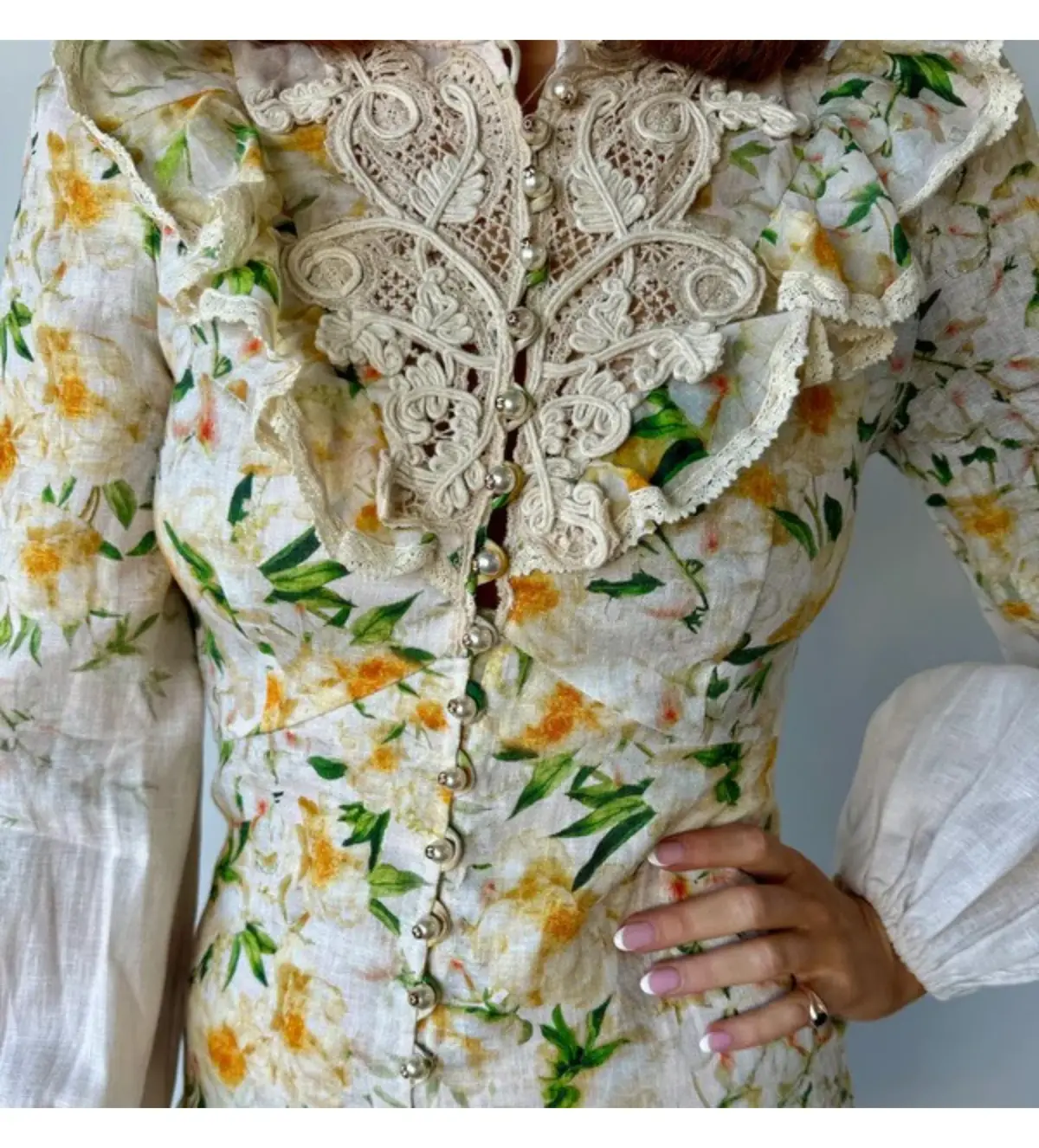 Zimmermann Coaster Battenburg Mini Dress in Blush Garden Floral Size 0/AU 8 - Image 5