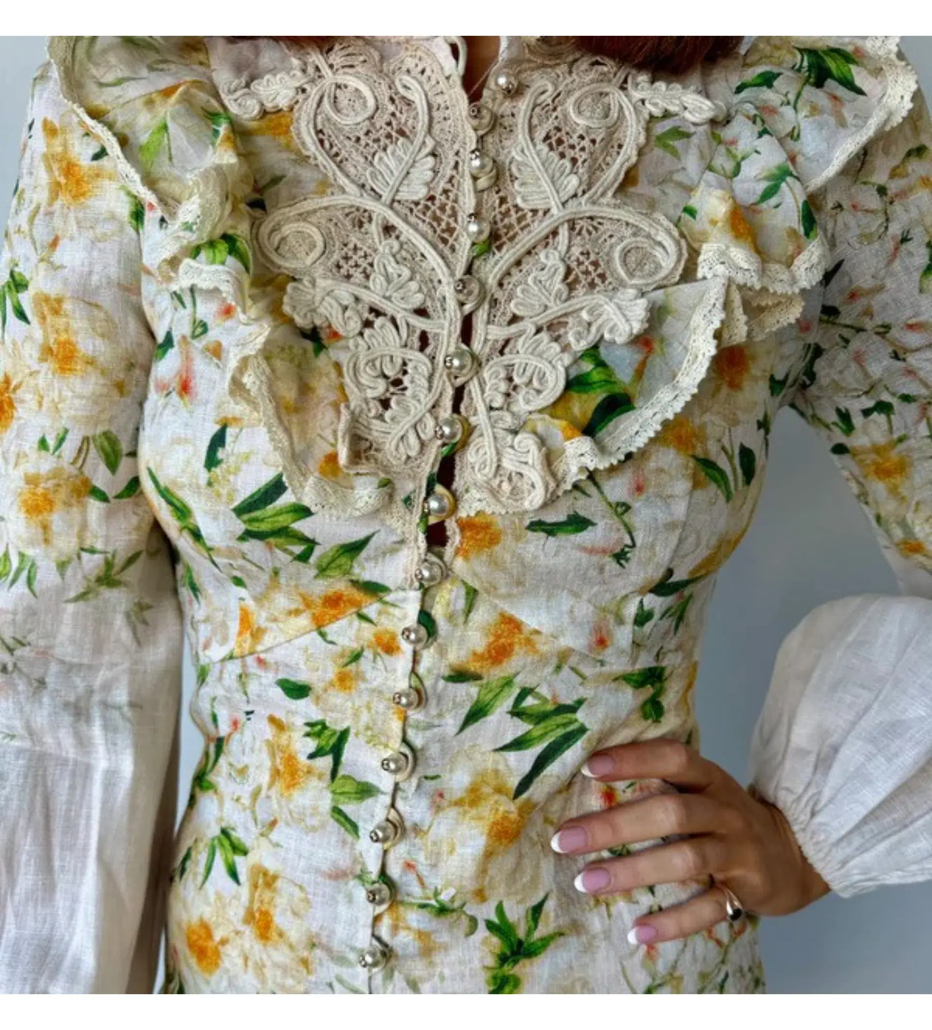 Zimmermann Coaster Battenburg Mini Dress in Blush Garden Floral Size 0/AU 8 - Image 5