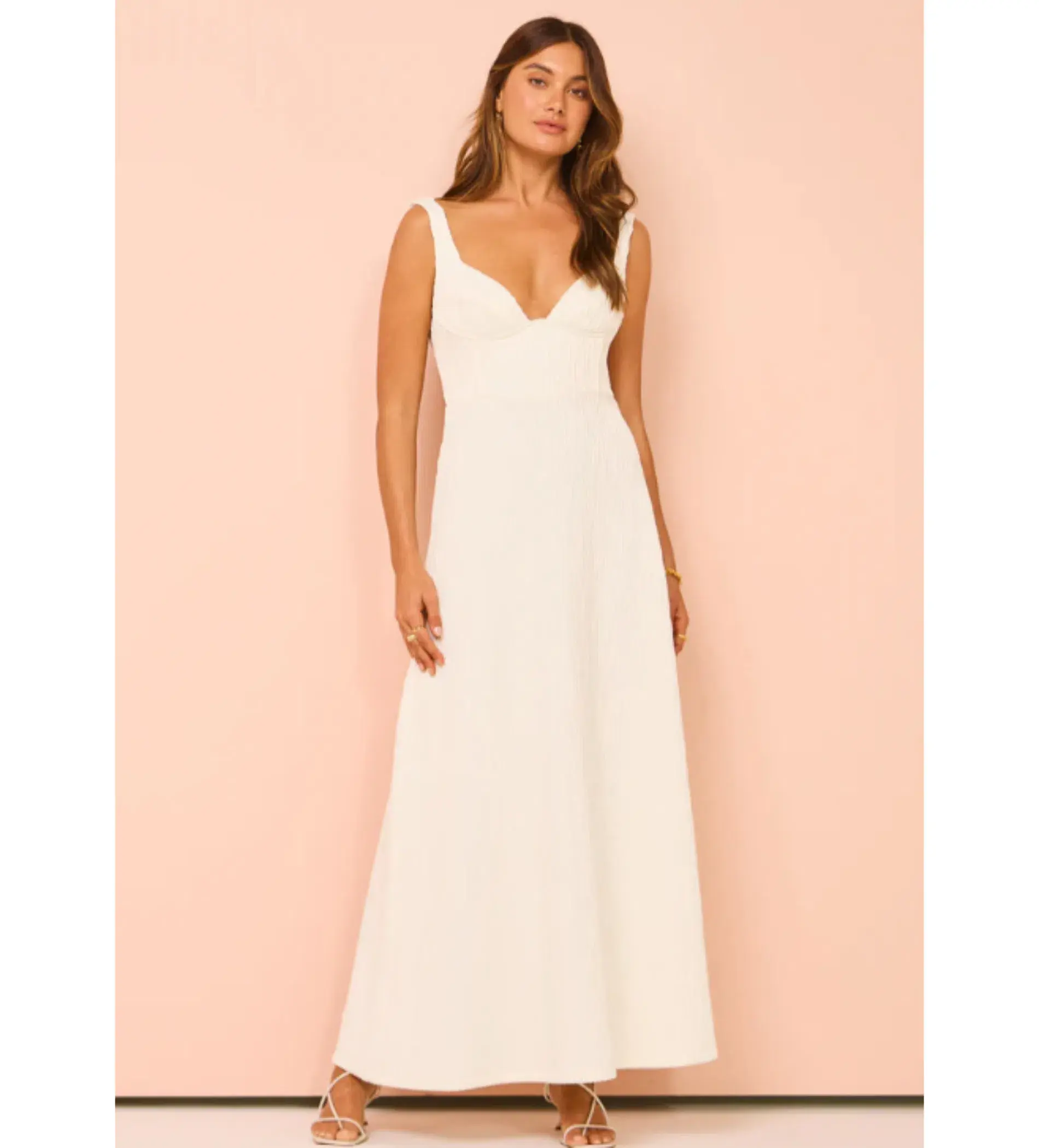 Issy Cupped Rib Maxi Dress White Size 6 - Image 1
