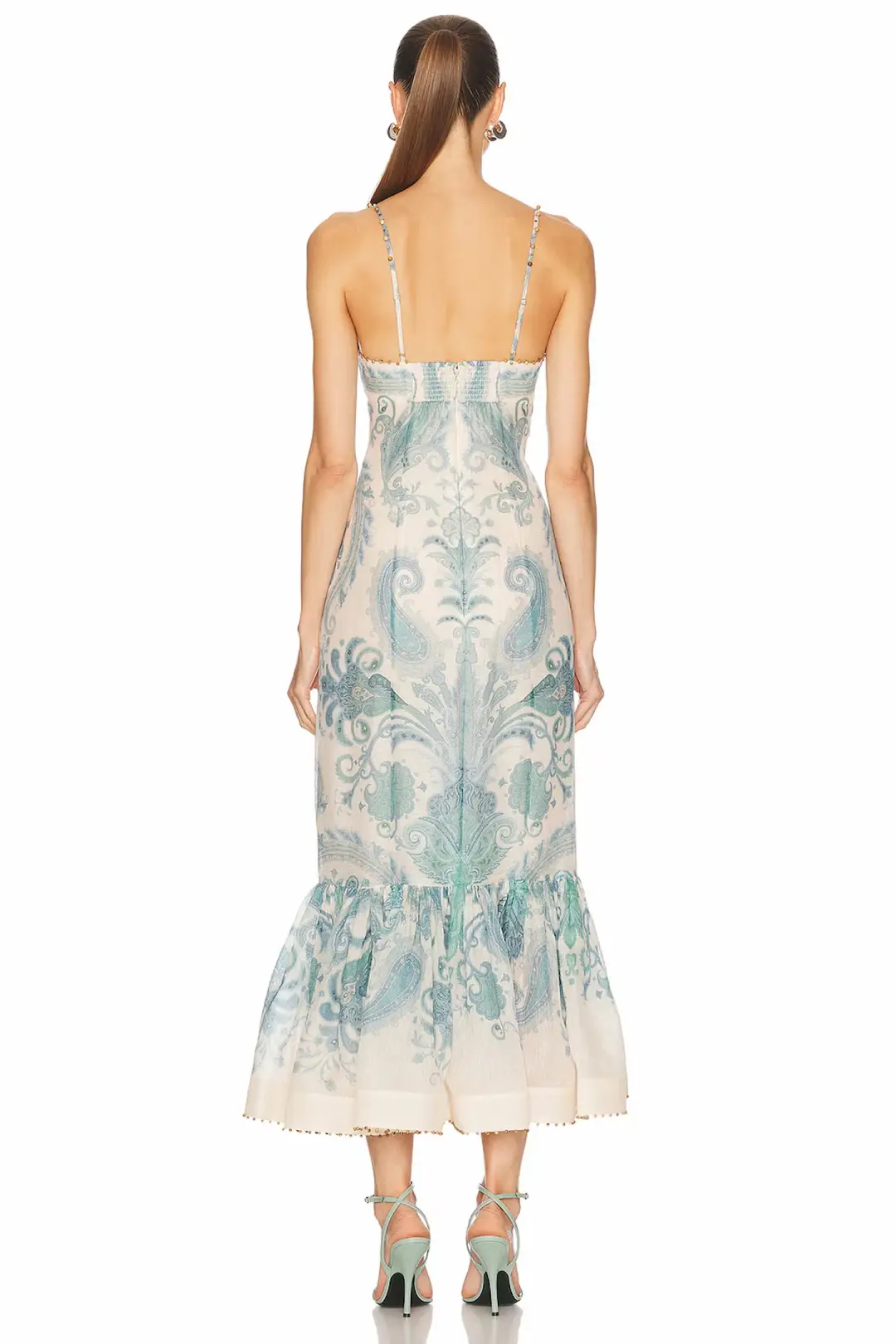 Zimmermann Illuminate Gown Turquoise Paisley Size 12 for rent on The Volte - main image