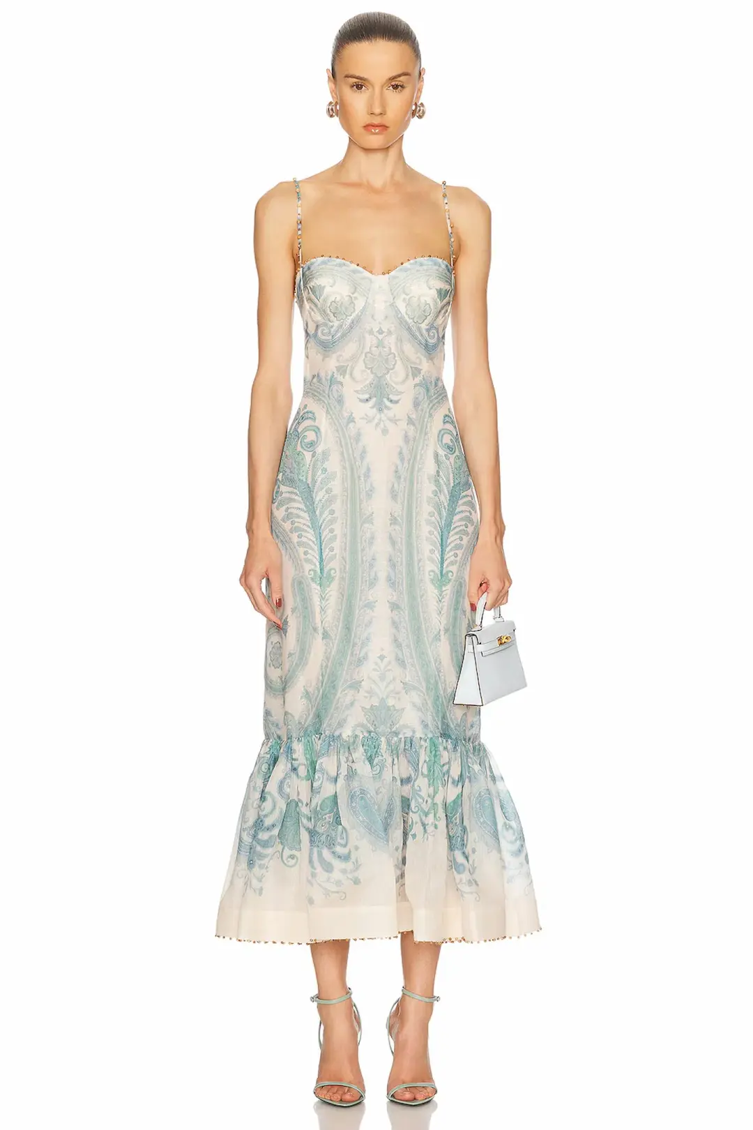 Zimmermann Illuminate Gown Turquoise Paisley Size 12 for rent on The Volte - main image