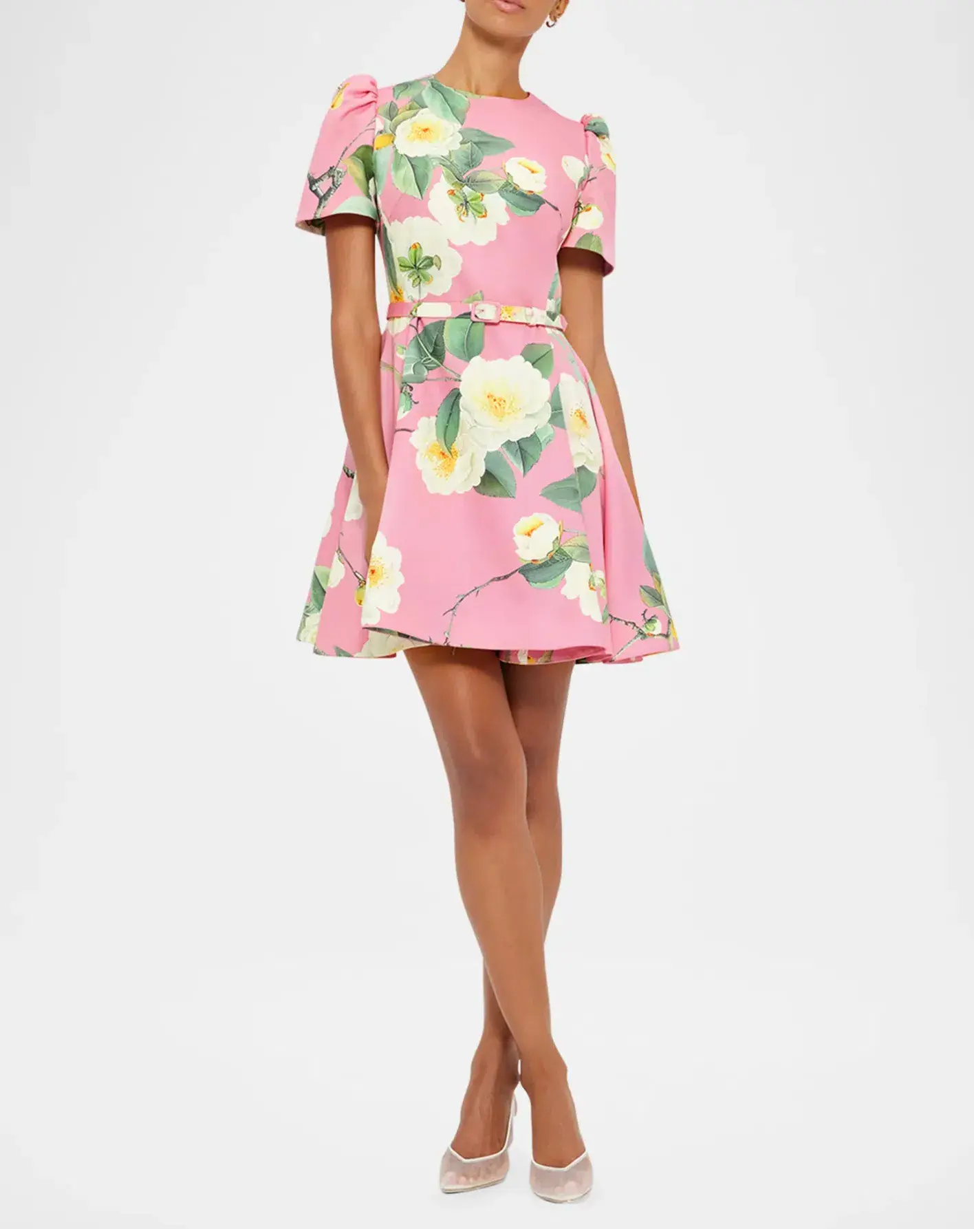 Leo Lin Elyse Short Sleeve Mini Dress Camelia Print Size 12 - Image 1