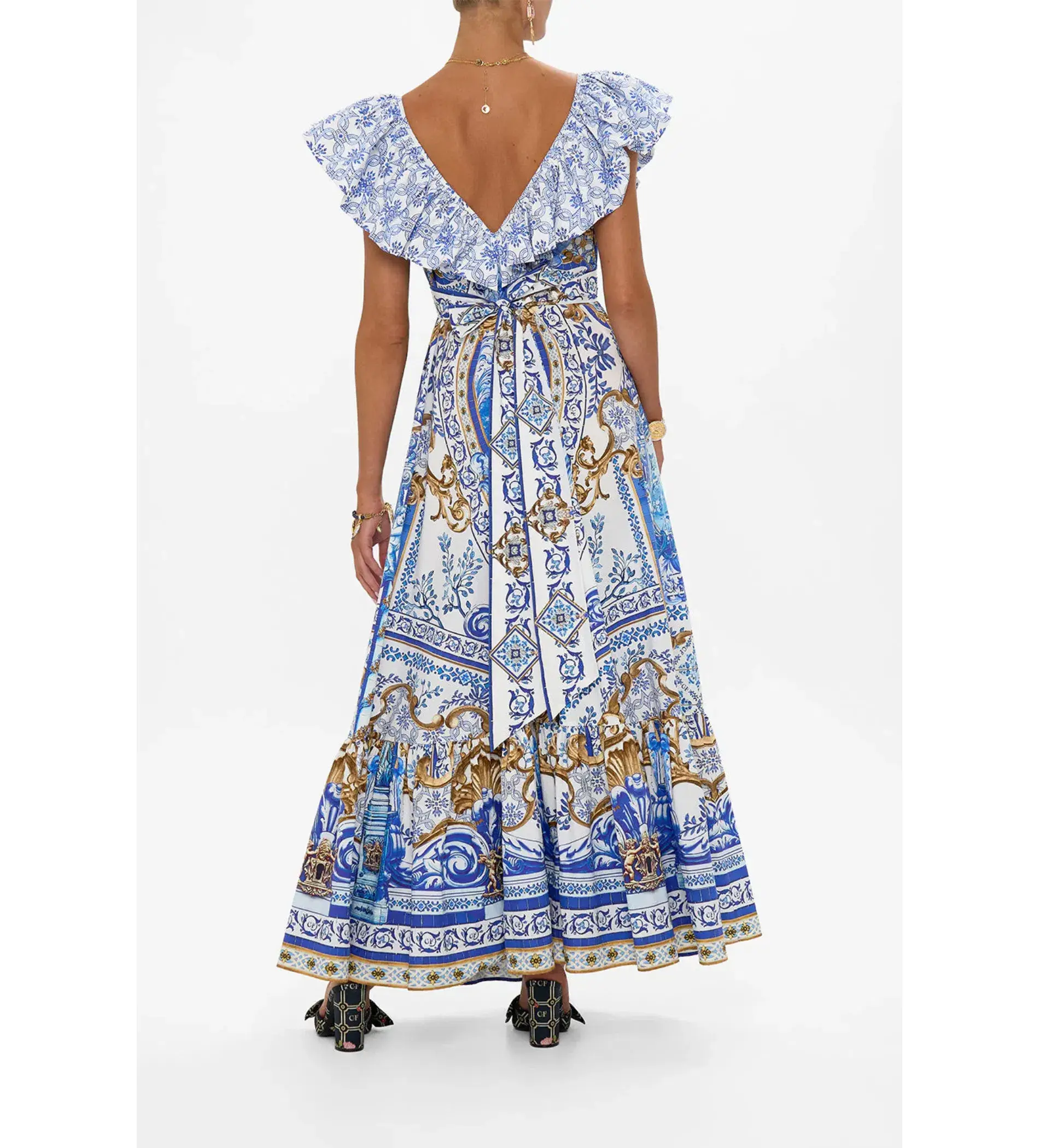 Camilla Azul Adventures Frill Neck Dress With Hardware Size 8 - Image 3