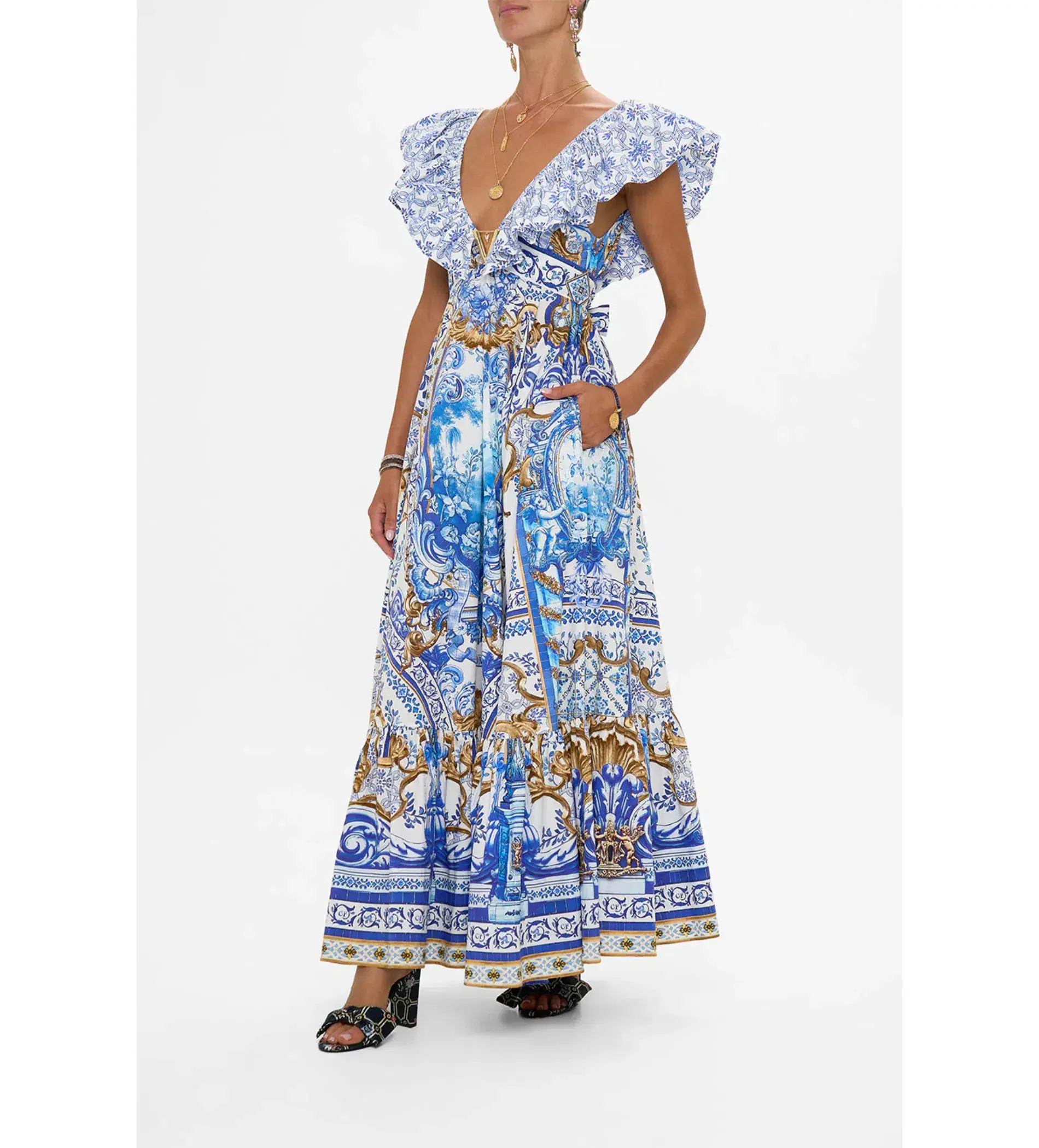 Camilla Azul Adventures Frill Neck Dress With Hardware Size 8 - Image 2