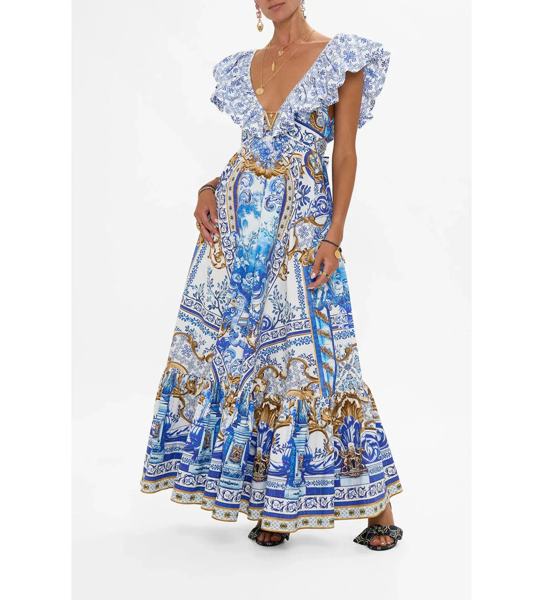 Camilla Azul Adventures Frill Neck Dress With Hardware Size 8 - Image 1