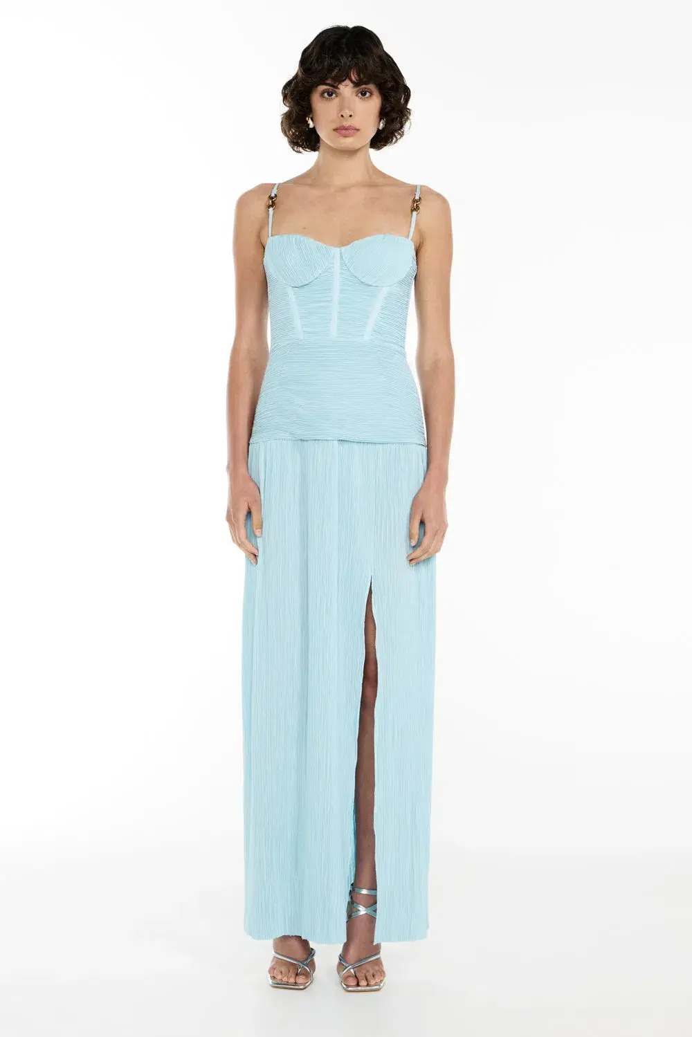 Manning Cartell Double Time Pleat Maxi Dress in Blue Size AU 12 - Image 1