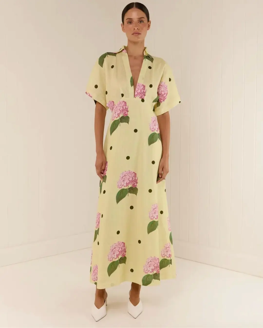 Palm Noosa Jasmine Dress Yellow Floral Size 10  for rent on The Volte - main image