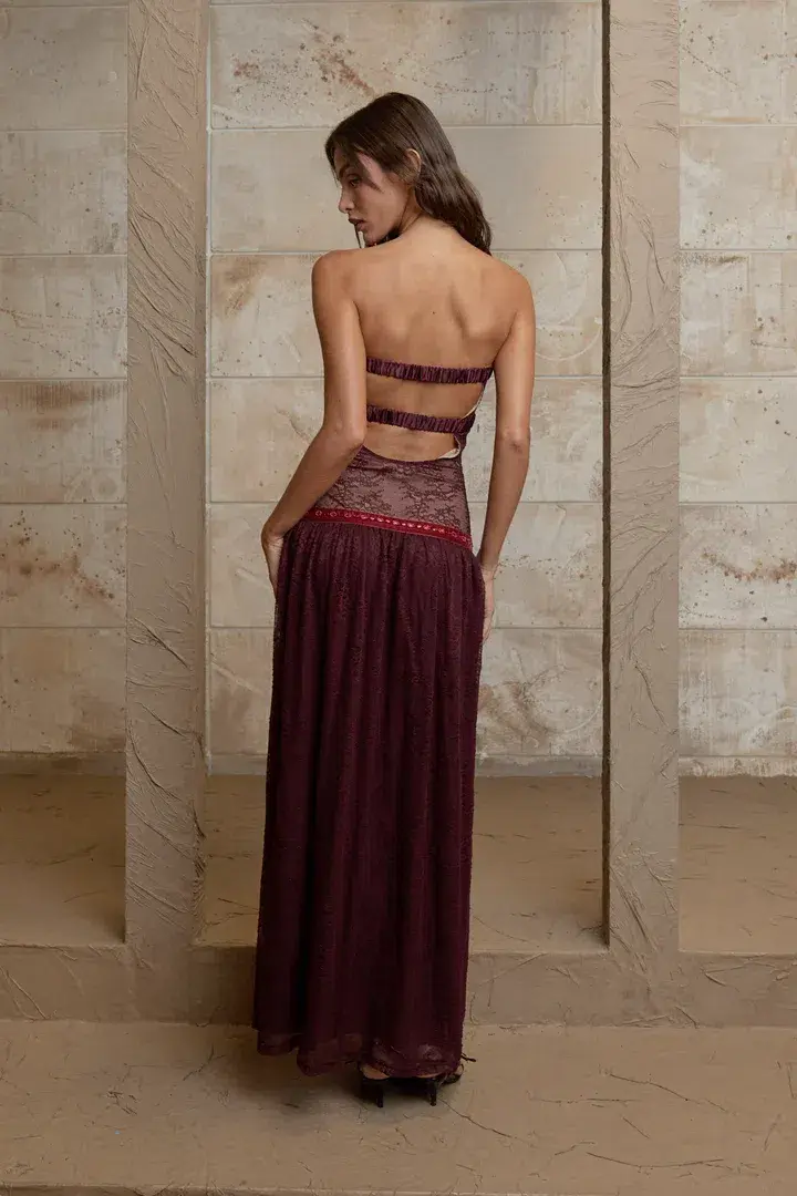 Fait Par Foutch Colette Dress Bordeaux Size S/AU 8  - Image 3