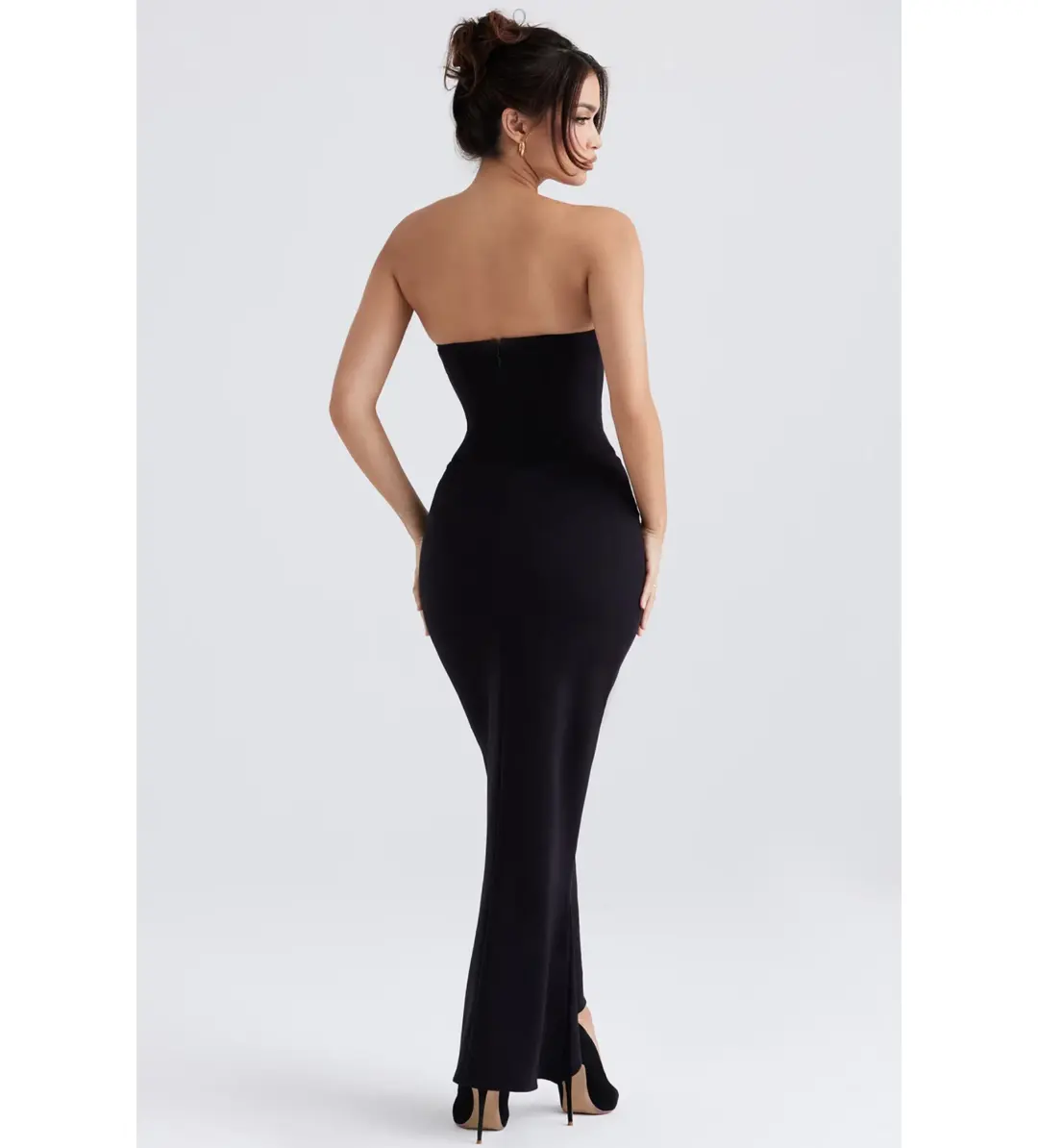 House of CB Sabine Crepe Strapless Corset Maxi Dress Black Size L/AU 12 for rent on The Volte - main image