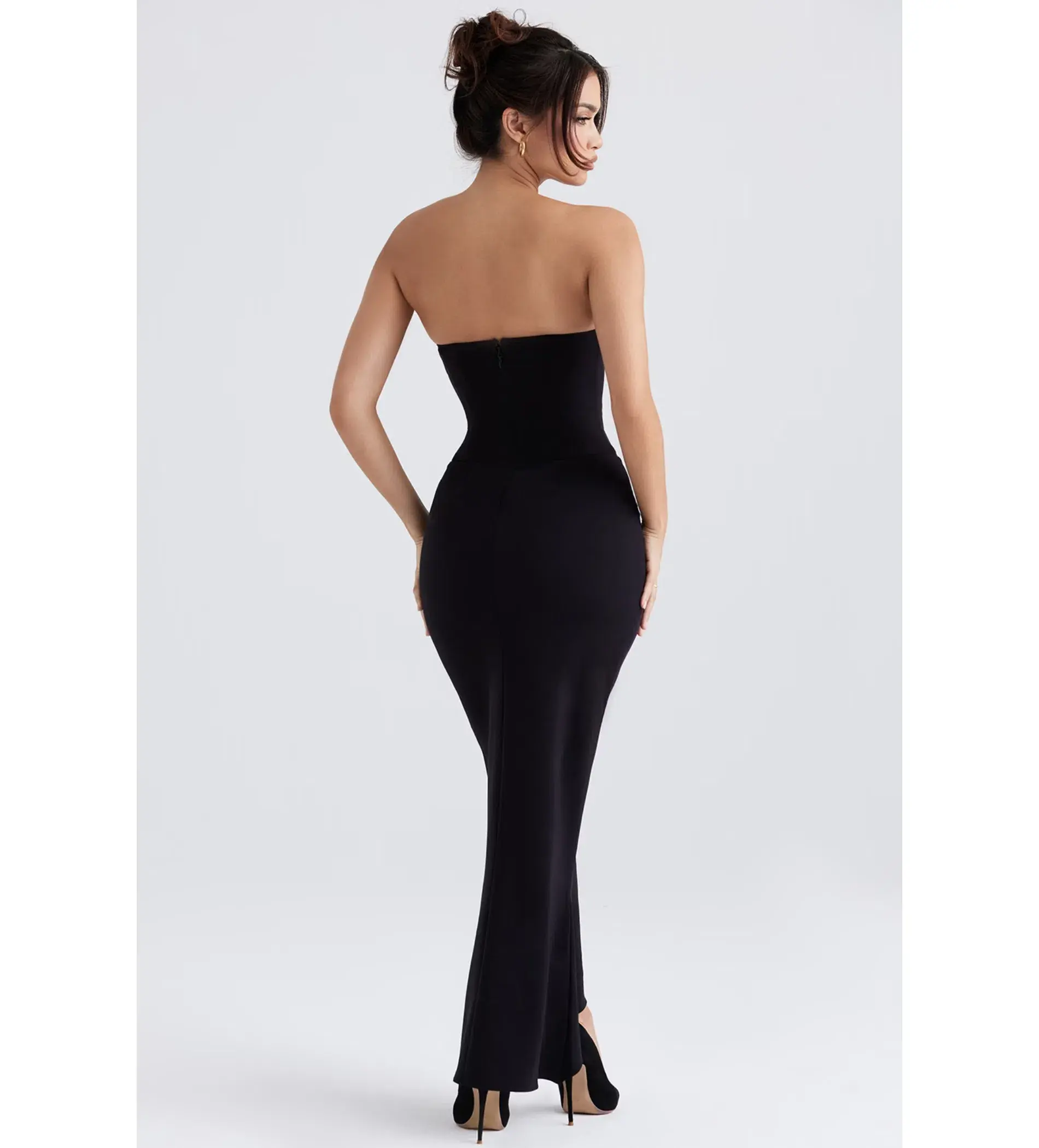 House of CB Sabine Crepe Strapless Corset Maxi Dress Black Size L/AU 12 - Image 3