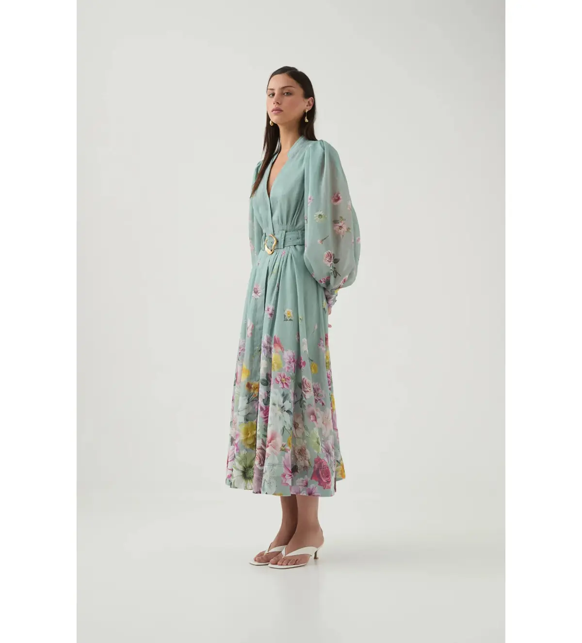 Aje Fleur Shirt Dress Mist Collage Floral Size 10 - Image 2