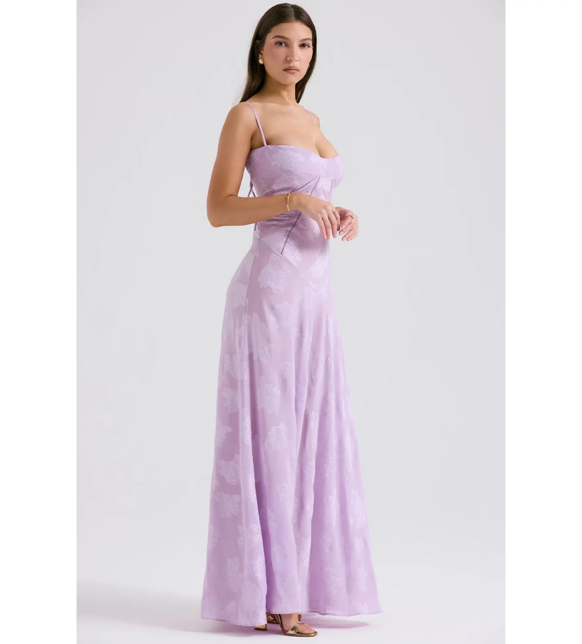 House Of CB Seren Lace Back Maxi Dress Orchid Floral Size S / AU 8 - Image 2