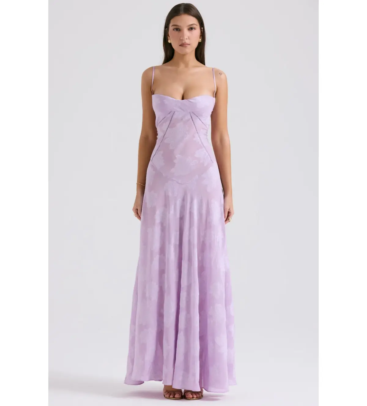 House Of CB Seren Lace Back Maxi Dress Orchid Floral Size S / AU 8 - Image 1