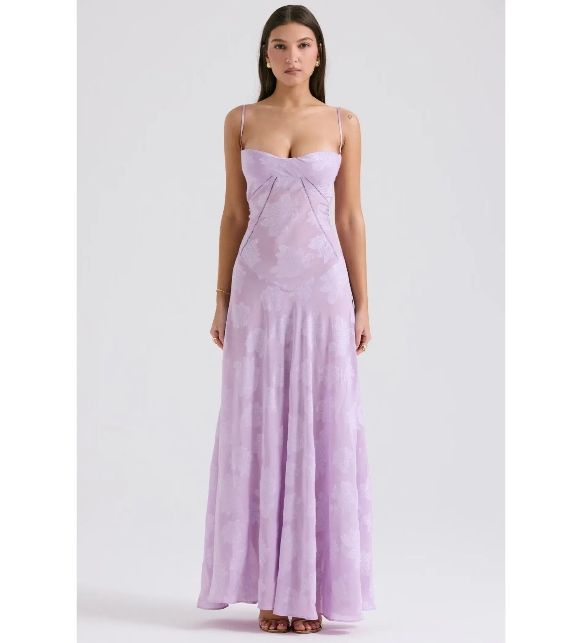 House Of CB Seren Lace Back Maxi Dress Orchid Floral Size S / AU 8 - Image 1
