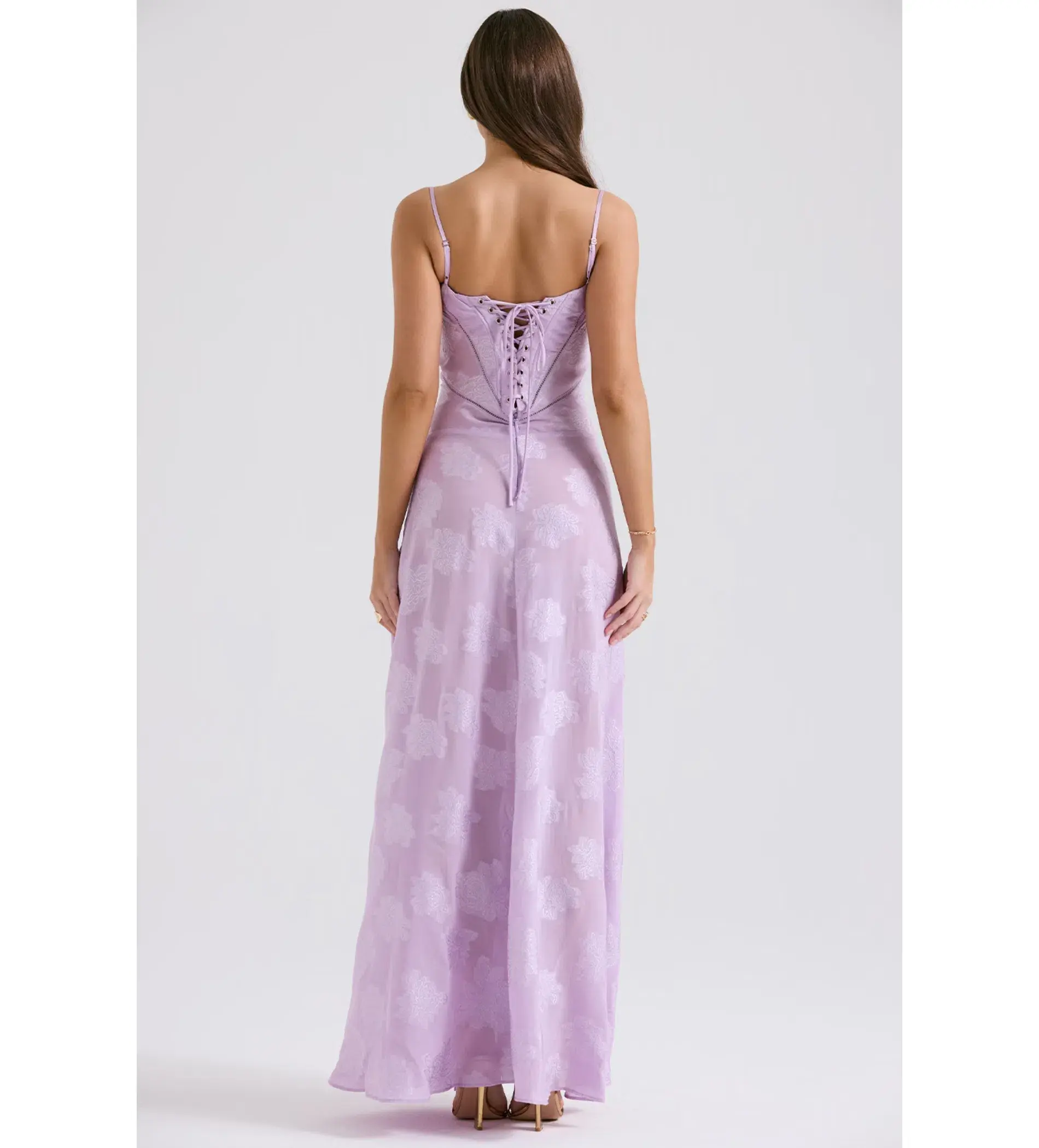 House Of CB Seren Lace Back Maxi Dress Orchid Floral Size S / AU 8 - Image 3