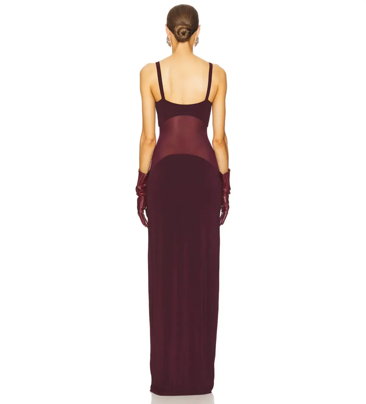 Helsa Sheer Knit Curve Maxi Dress Merlot Size XS / AU 6 - Image 3