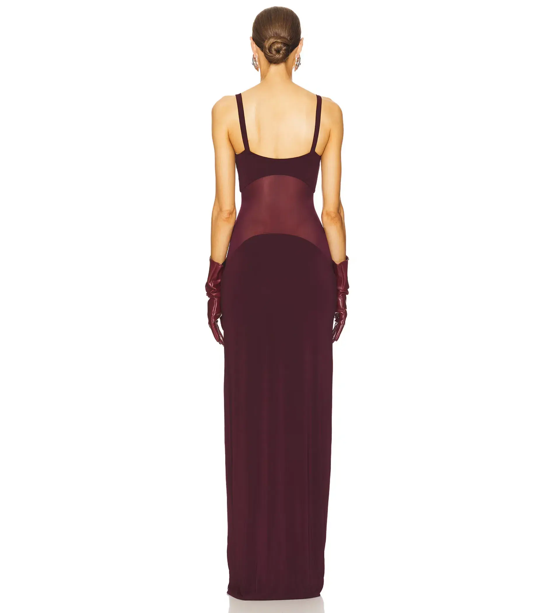 Helsa Sheer Knit Curve Maxi Dress Merlot Size XS / AU 6 - Image 3
