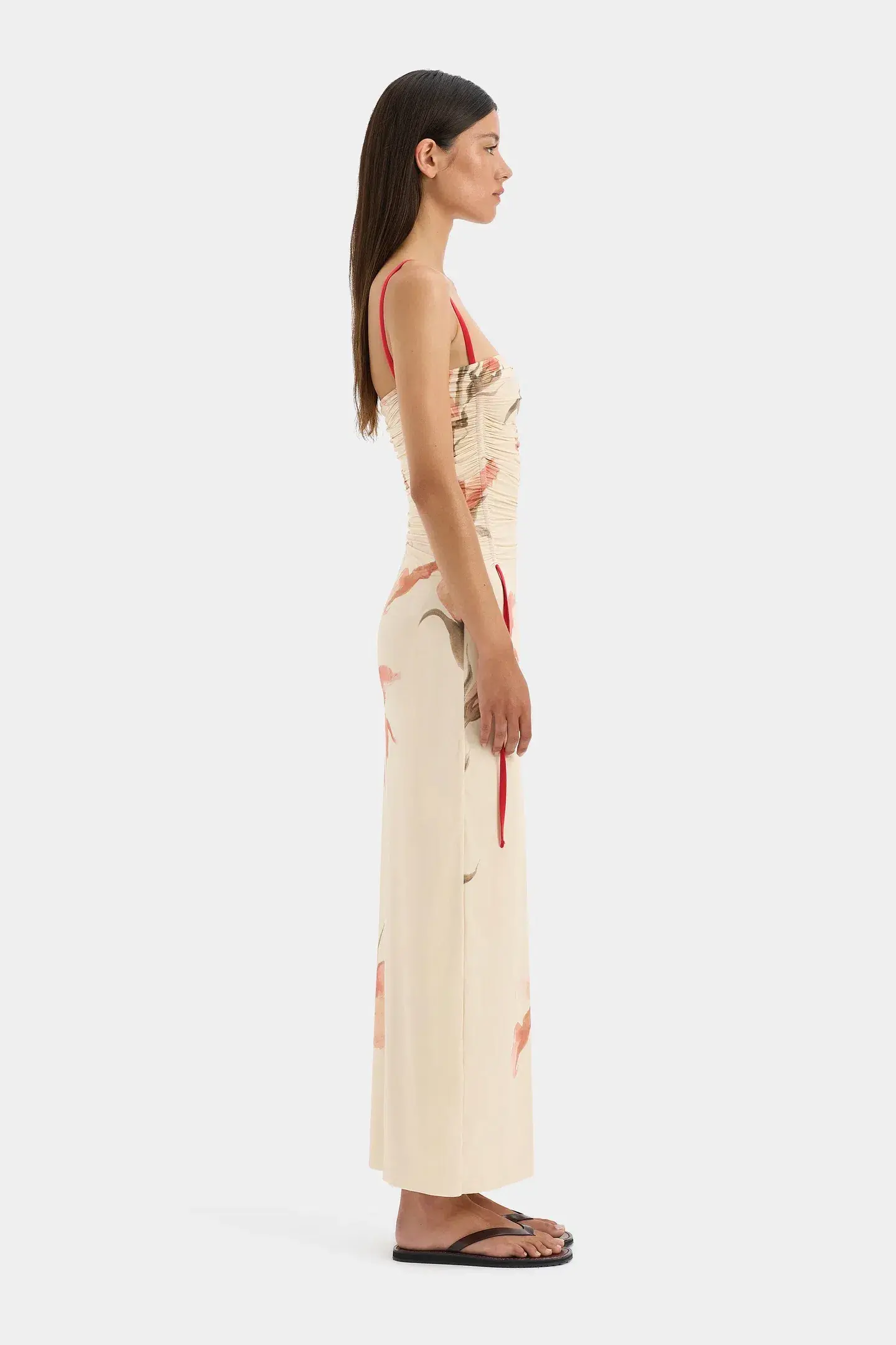 Sir the Label Hana Ruched Midi Dress Gladioli Print Size 2 / AU 10 - Image 4