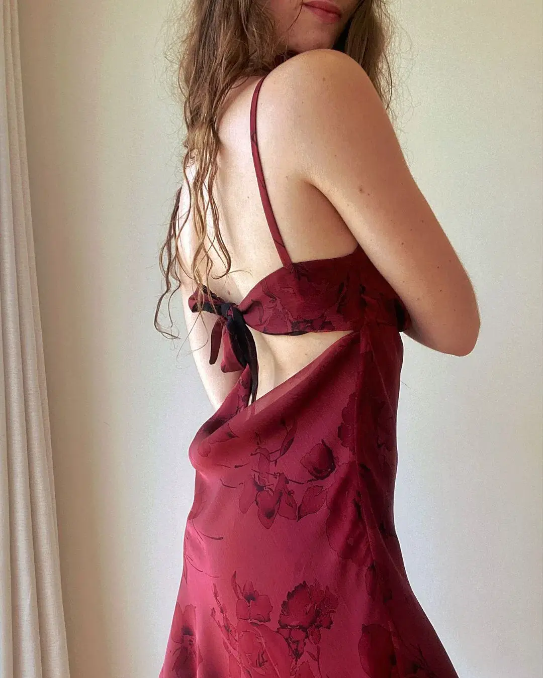 Oletta One of a Kind Burgandy Floral Mini Dress - Image 5