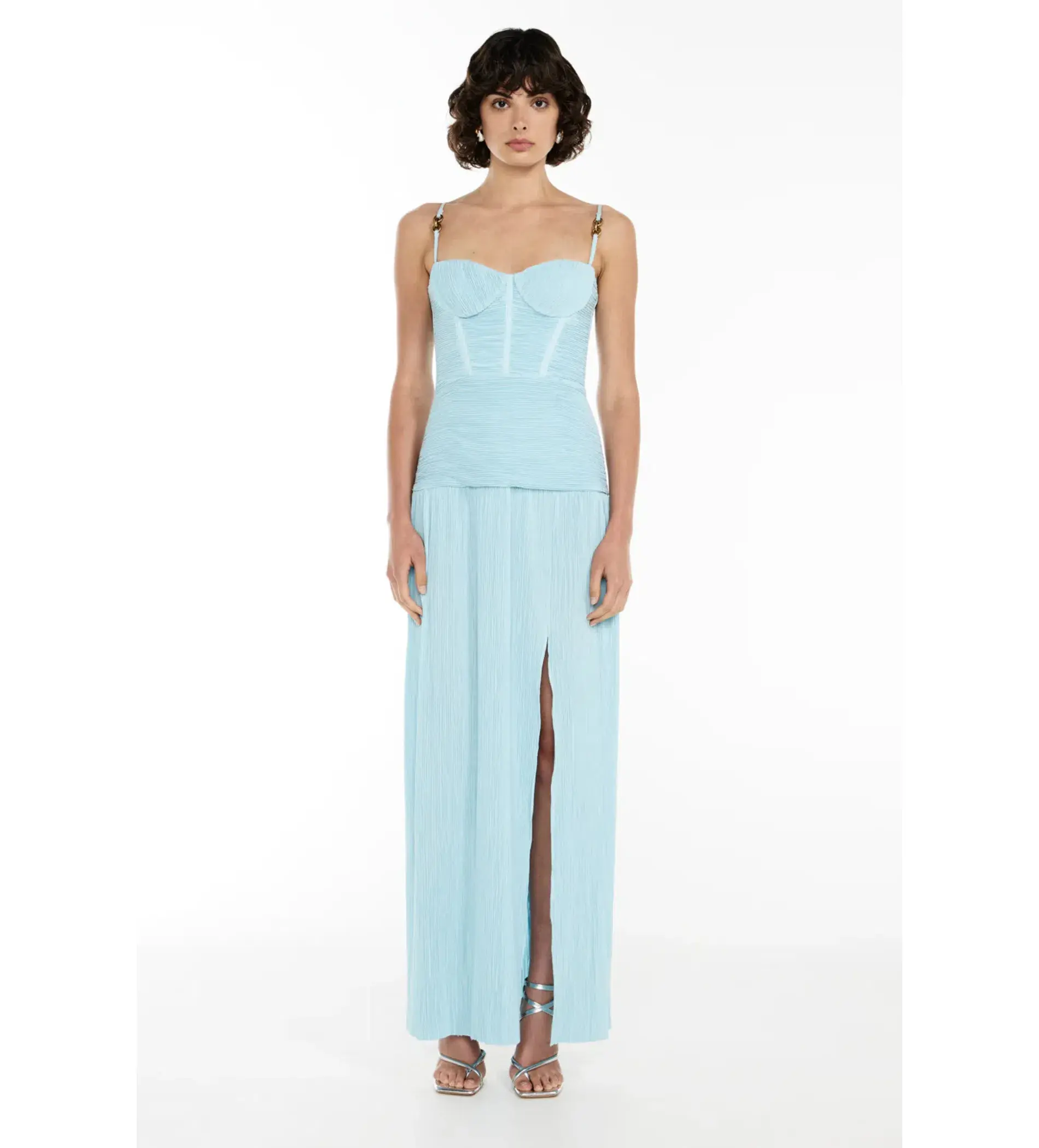 Manning Cartell Double Time Pleat Dress Acqua Spritz Size 8 - Image 3