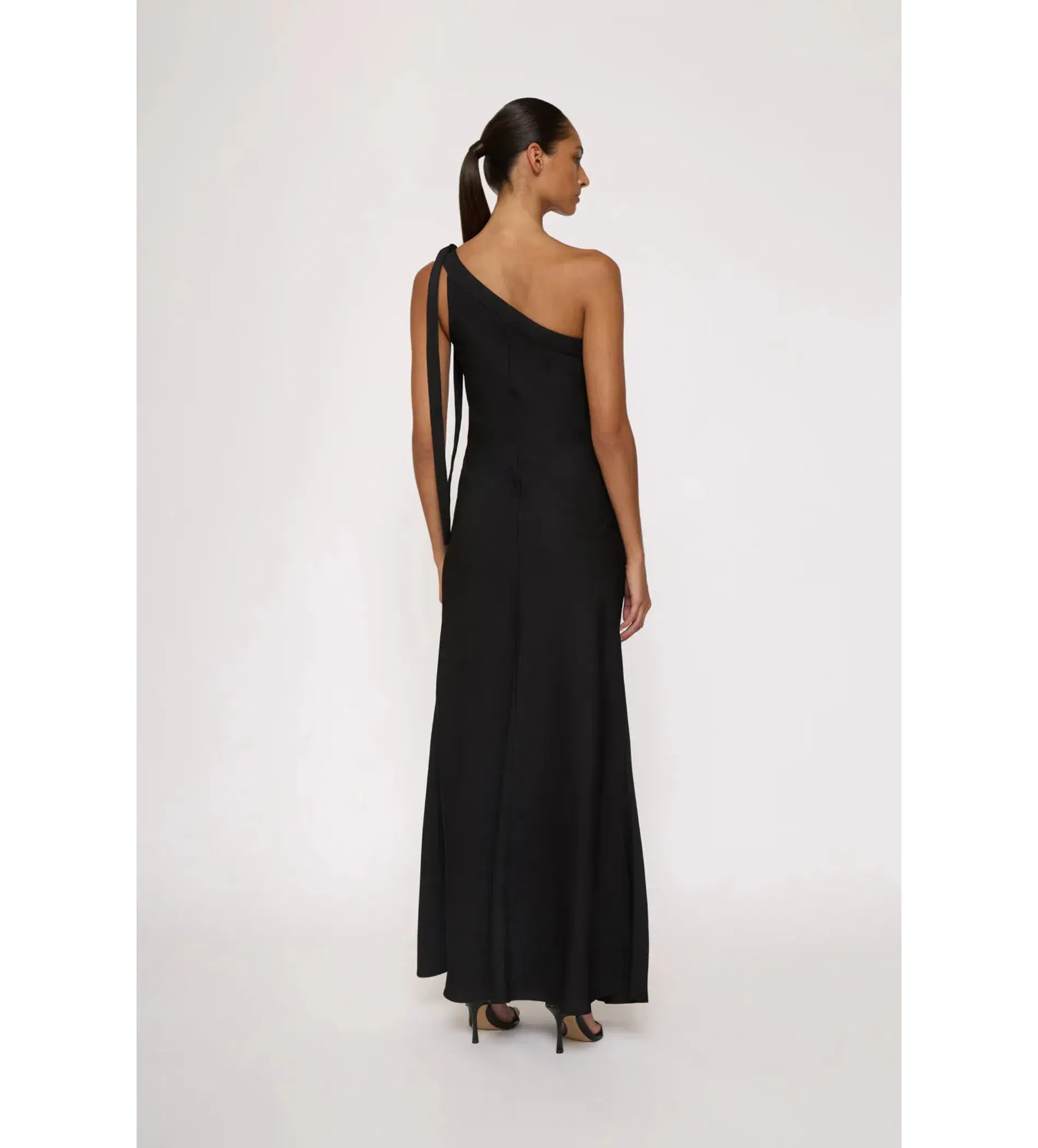 By Johnny Beverly Tie Shoulder Bias Gown Black Size 8 - Image 3
