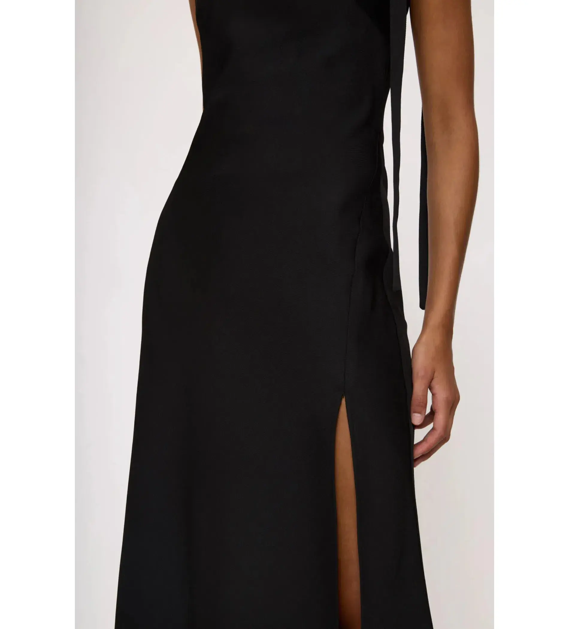 By Johnny Beverly Tie Shoulder Bias Gown Black Size 8 - Image 5