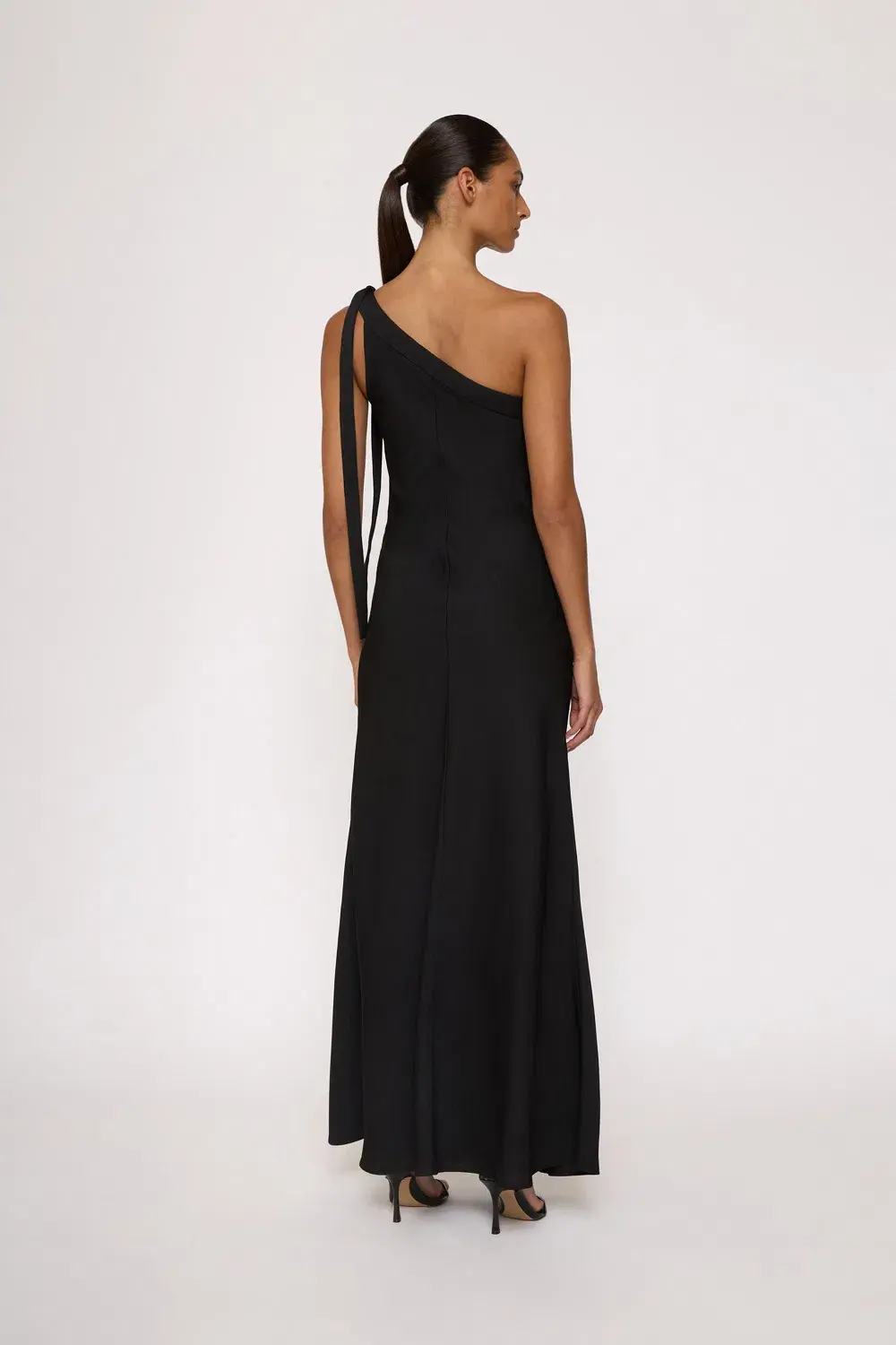 By Johnny Beverly Tie Shoulder Bias Gown Black Size 12 - Image 5