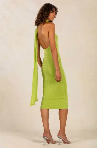 MISHA Nicollette Slinky Jersey Midi Dress Green Size 10/M for rent on The Volte - main image