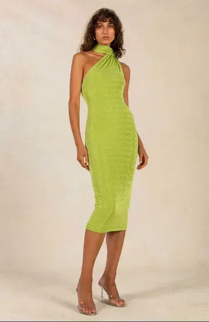 MISHA Nicollette Slinky Jersey Midi Dress Green Size 10/M for rent on The Volte - main image