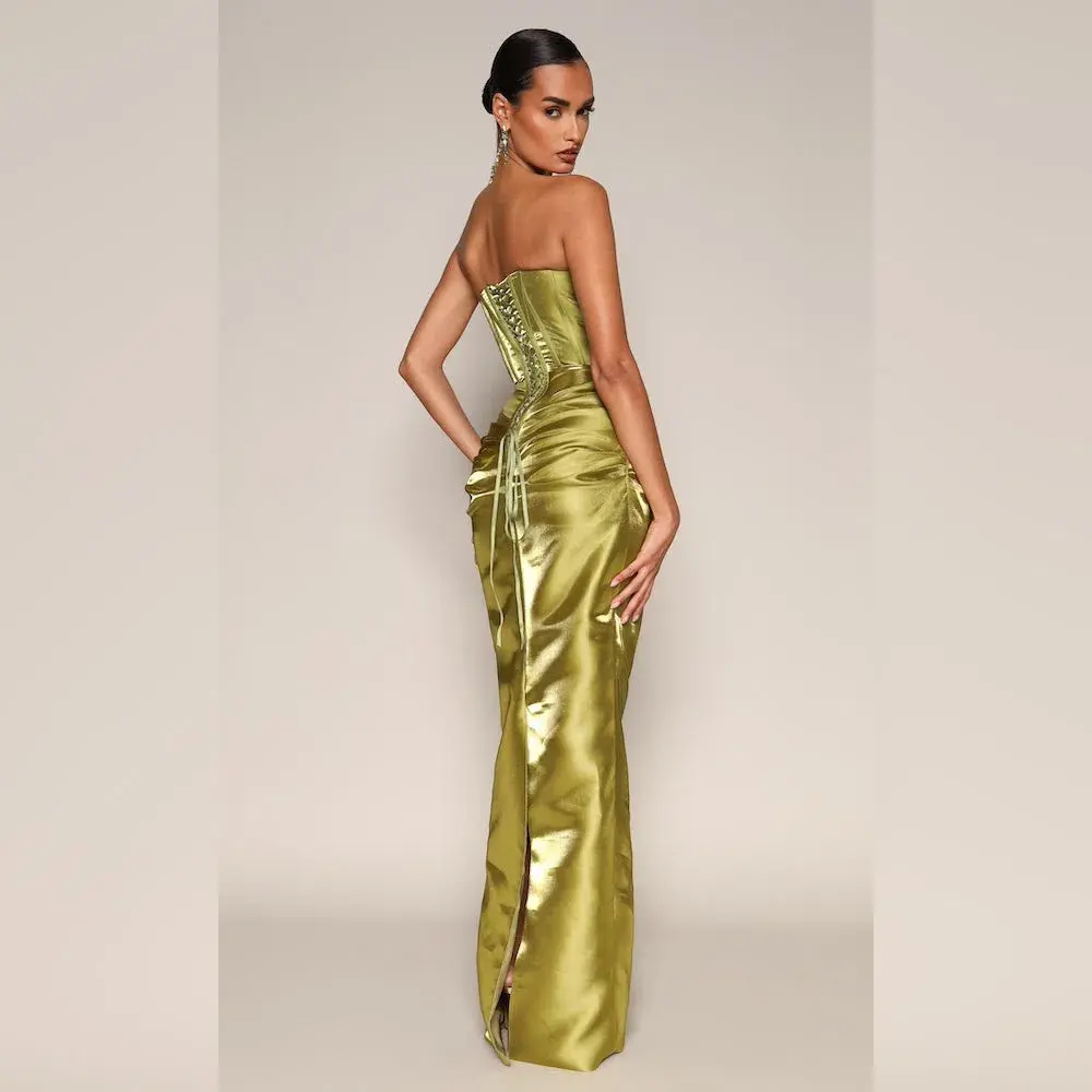 Moda Glam Talia Strapless Corset Gown Green Size 8 - Image 2