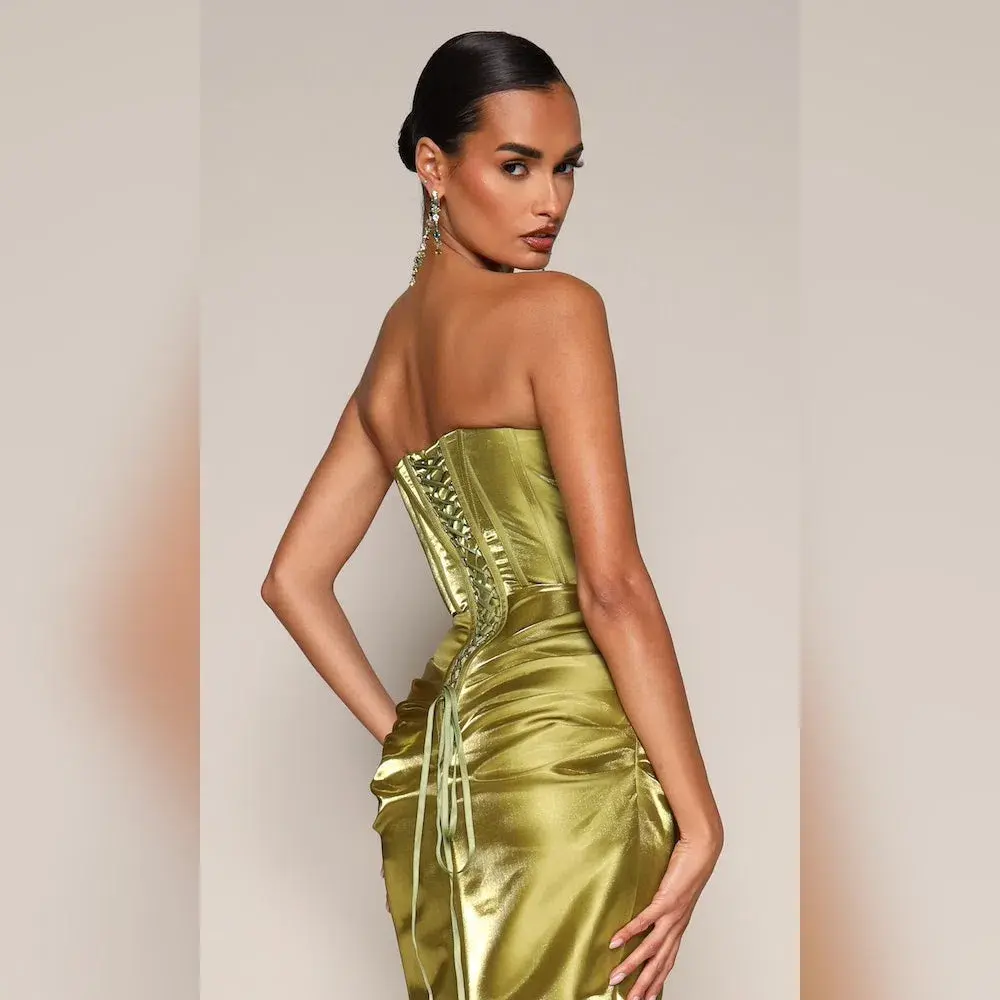 Moda Glam Talia Strapless Corset Gown Green Size 8 - Image 3