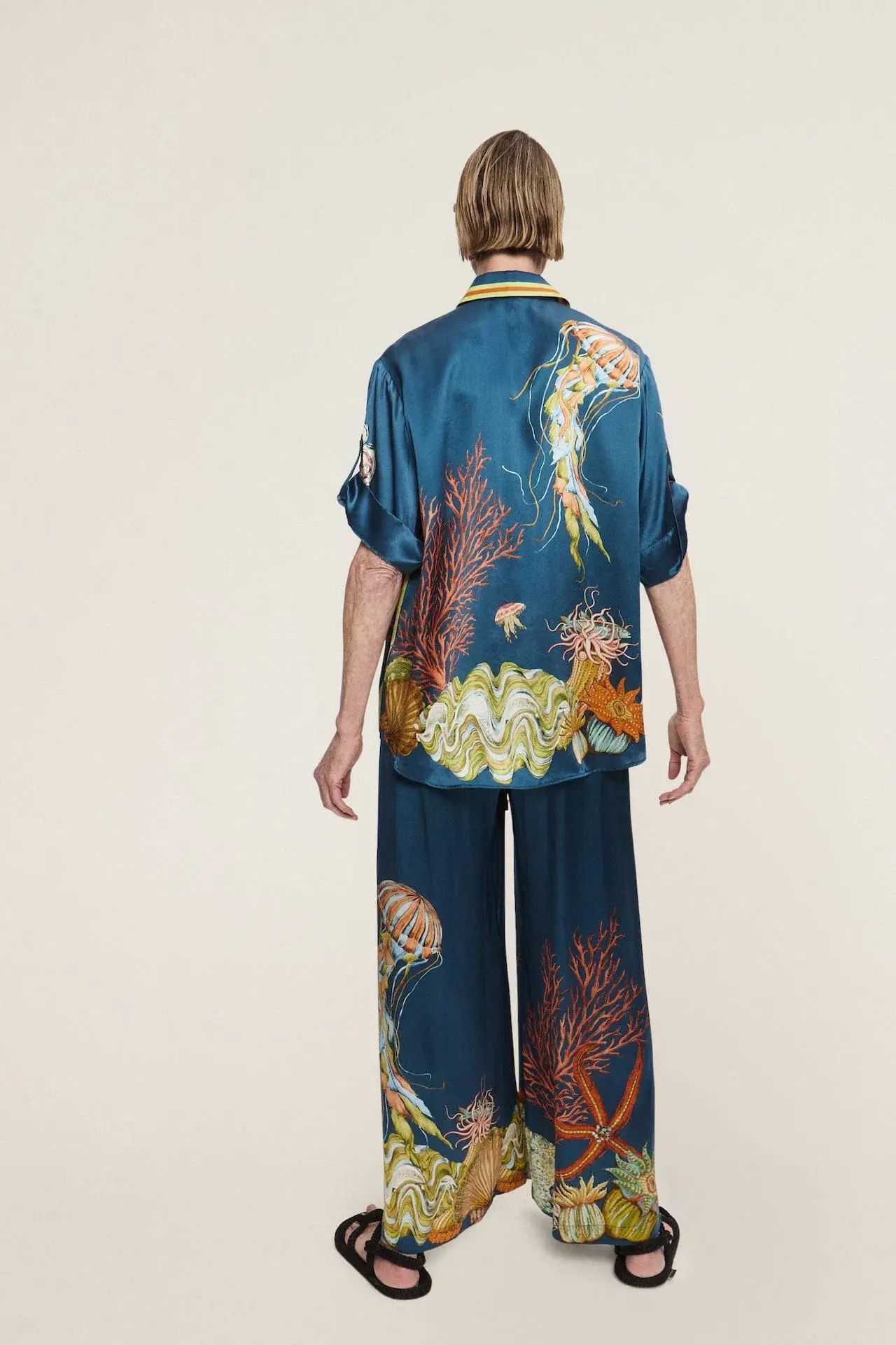 Alemais Dorian Silk Shirt and Pant Set Blue Multi Size 8 - Image 2