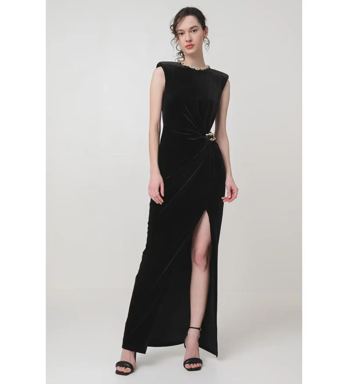 Self Portrait Embellished chain-detail velvet maxi dress Size AU 8 - Image 1