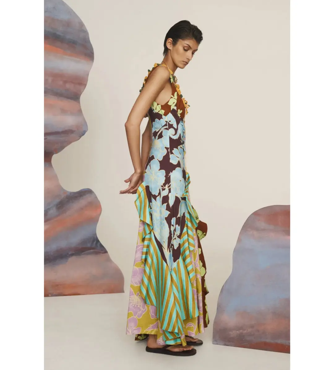 Alemais Poppy Spliced Midi Floral Dress Size 10 for rent on The Volte - main image